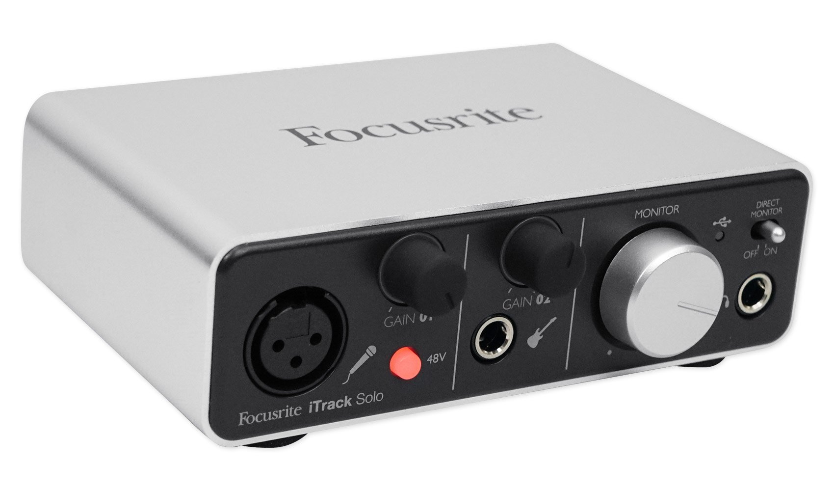 Focusrite iTrack Solo Lightning USB Audio Interface with Studio Microphone & Cable - Perfect for Podcasting, Music Recording & Home Studio Setup
