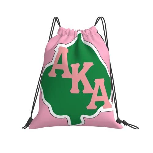 GGLL Women's AKA Beach Bag - Pink & Green Waterproof Drawstring Backpack for Sorority, Gym, Sports & Travel - Lightweight Sackpack for Swimming, Yoga & Outdoor Activities