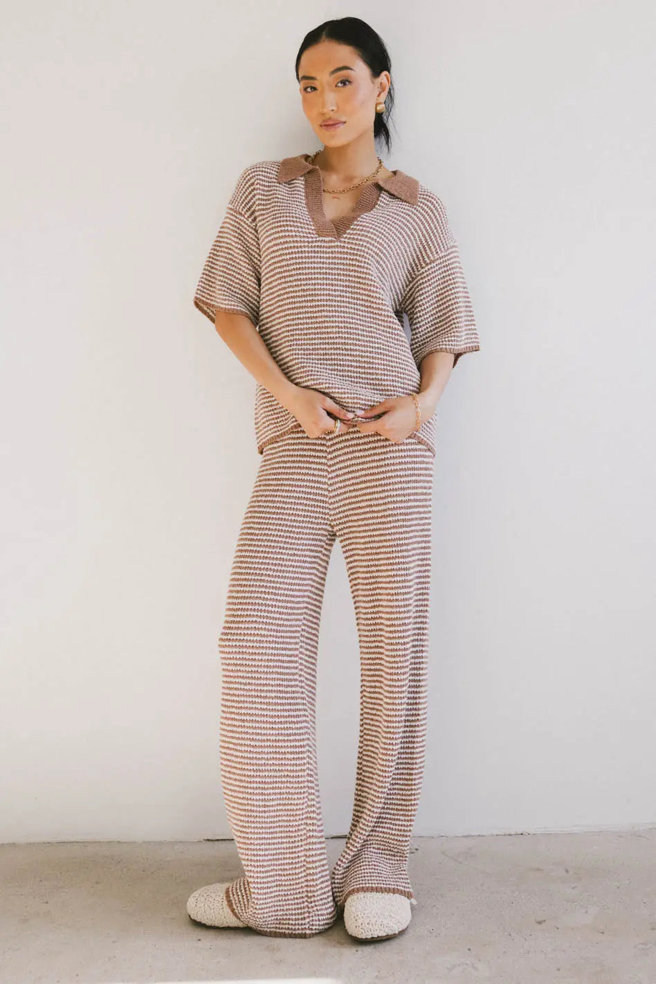 Matilda Striped Knit Pants for Women - Soft Comfortable Lounge Pants - Perfect for Yoga, Home Wear & Casual Outfits - FINAL SALE
