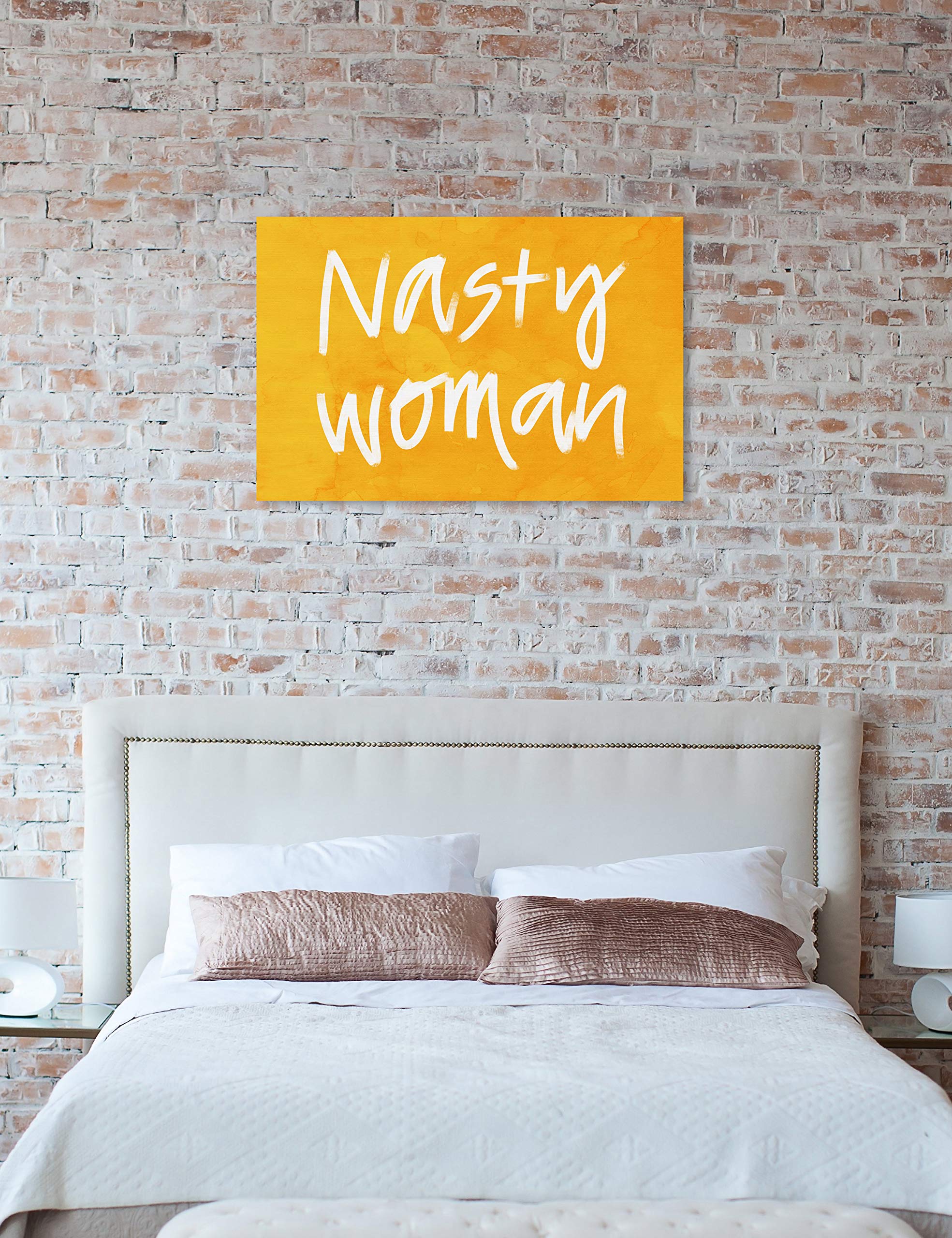 Nasty Woman Feminist Wall Art Canvas Print - 45x30 Inch Yellow & White Typography Quote Home Decor by Oliver Gal Artist Co. | Perfect for Living Room, Bedroom, Office & Gift Ideas