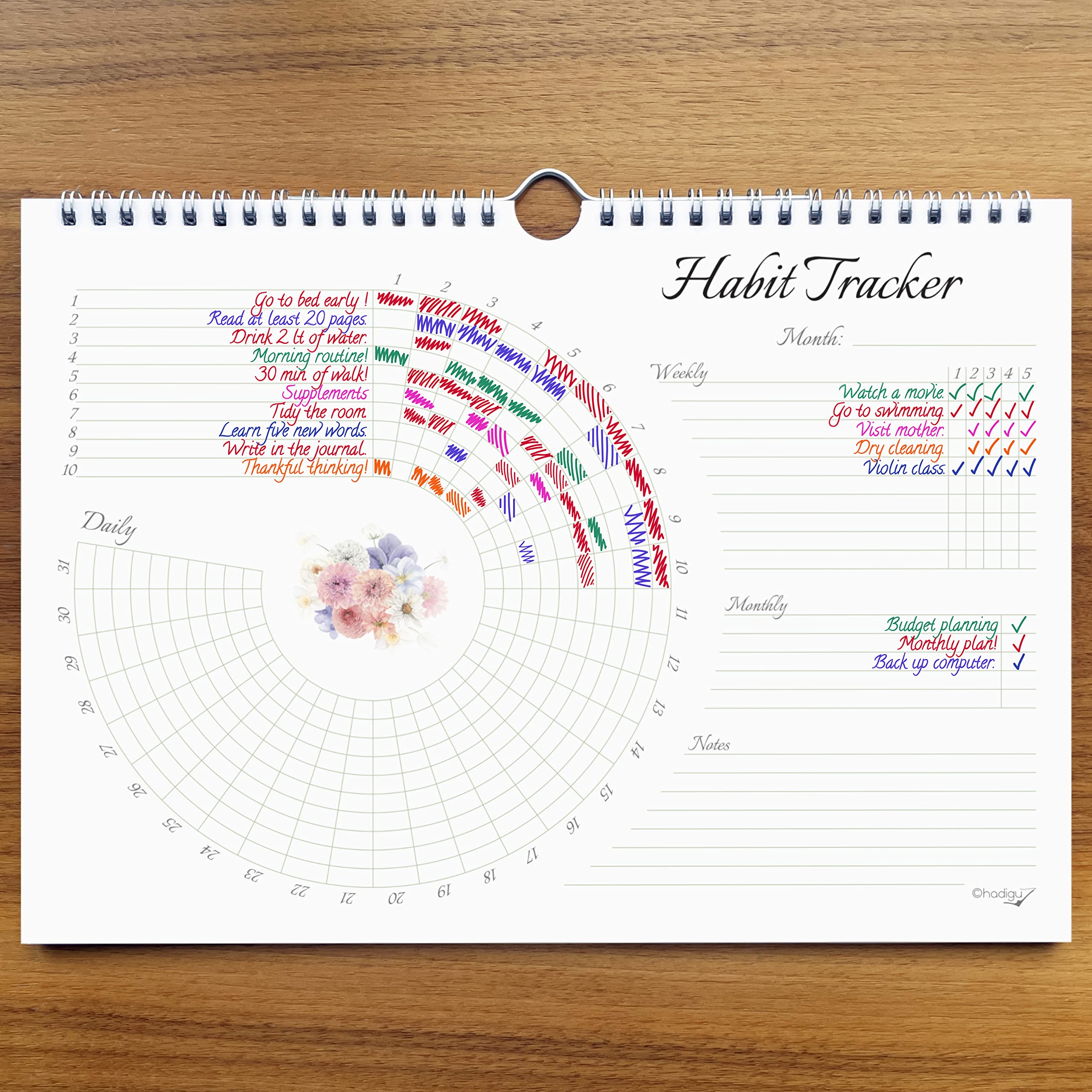 Best Habit Tracker Journal & Planner - Spiral Bound Motivational Calendar with Hanger - Daily Goal Tracking for Productivity, Fitness & Mental Health - Perfect for Students, Professionals & Self-Improvement
