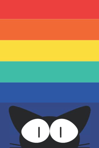 Peeking Black Cat in Rainbow Journal - Cute Cartoon Cat Notebook for Writing, Sketching & Planning | Perfect for Students, Artists & Cat Lovers