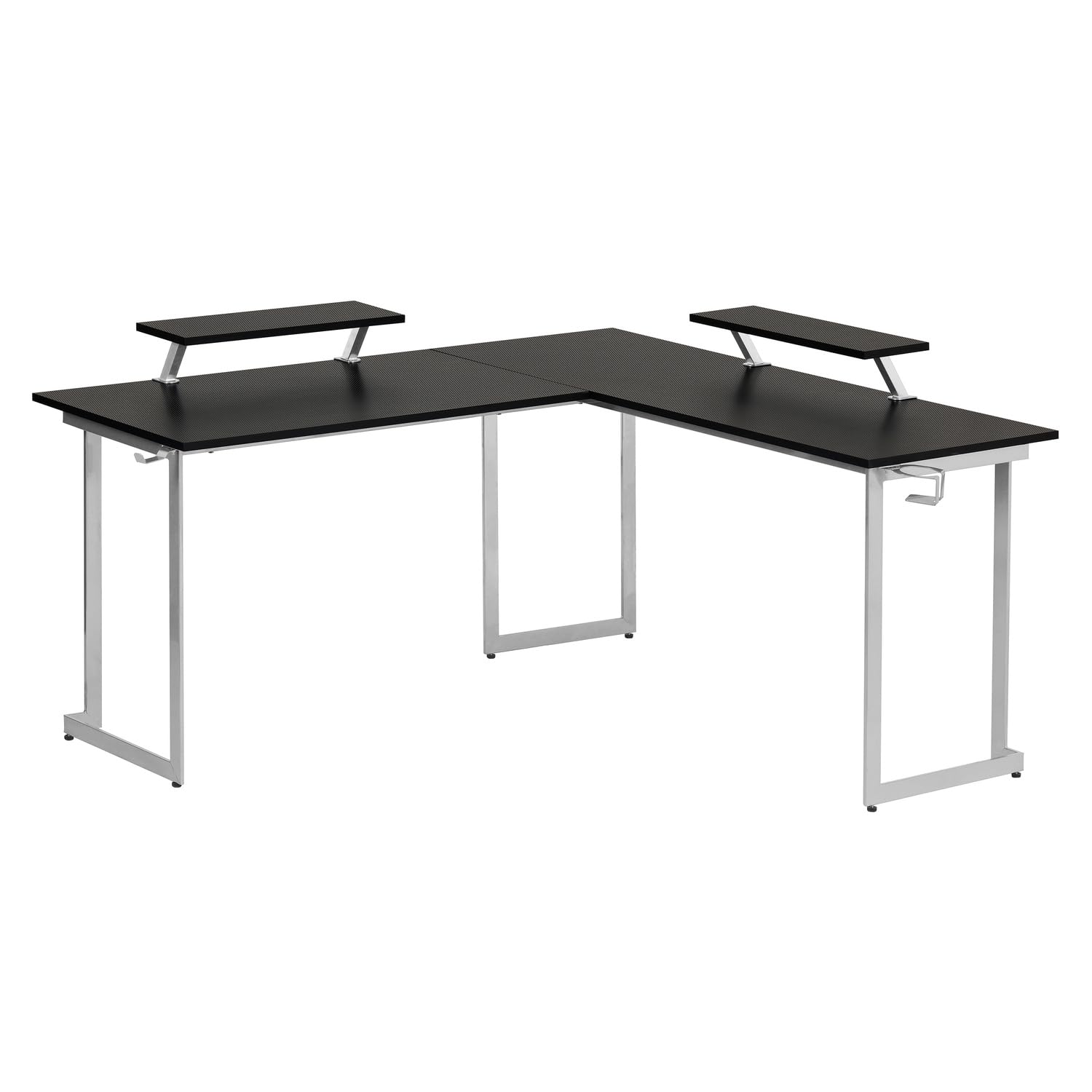 Warrior L-Shaped Gaming Desk - Black MDF Top & Steel Frame for Home Office