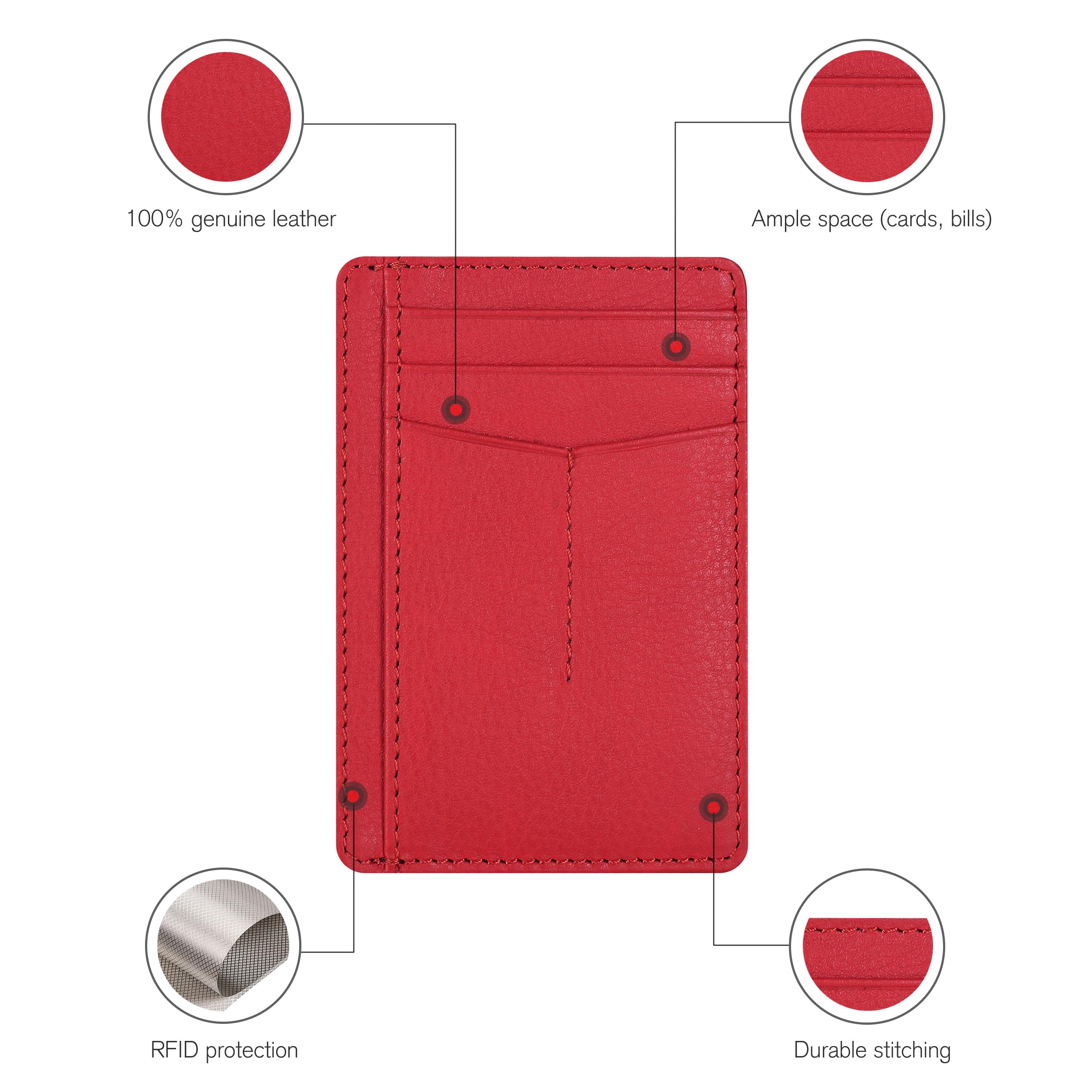 Slim RFID Blocking Leather Wallet for Men & Women - Minimalist Front Pocket Card Holder with Money Clip | Perfect for Travel, Everyday Carry & Gift Giving