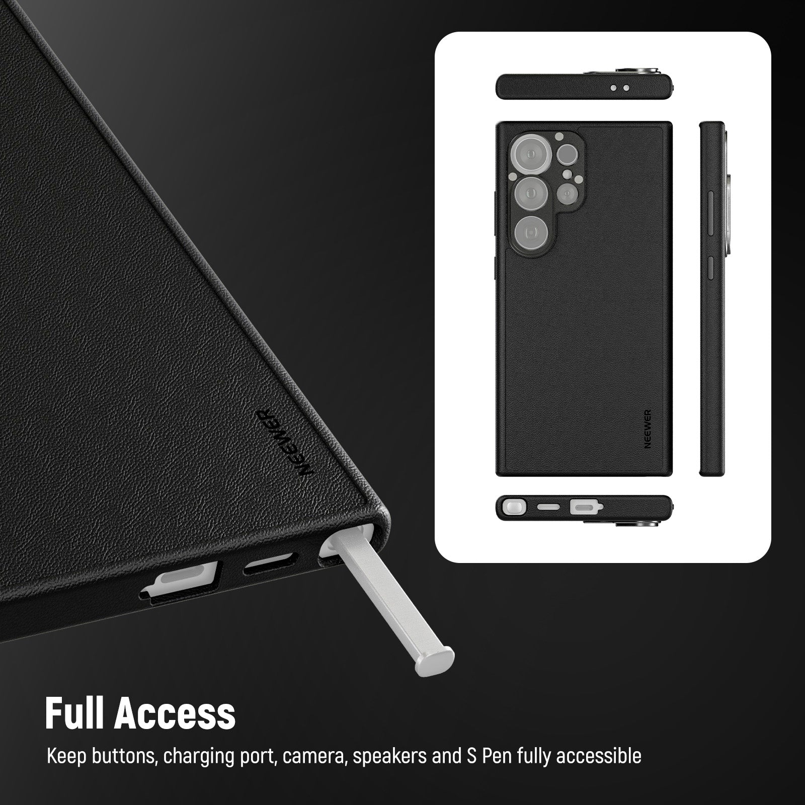 NEEWER PA092 Black Protective Case for Samsung Galaxy S25 Ultra with 17mm & 67mm Lens Adapters - Durable Phone Cover for Photography & Outdoor Adventures