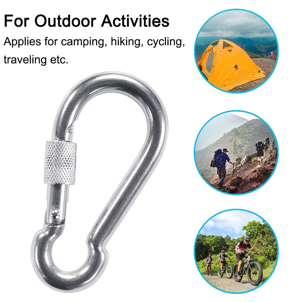 Heavy Duty 316 Stainless Steel Screw Lock Carabiner Hooks - PROND Locking Carabiners for Rock Climbing, Hiking, Camping & Outdoor Gear Organization