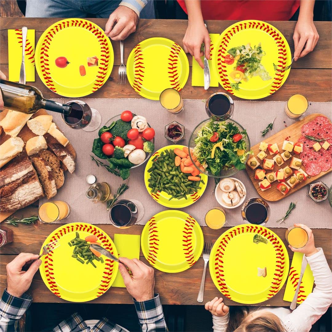 96-Piece Softball Birthday Party Decorations Set - Paper Plates, Napkins & Tableware for Kids (Serves 24) | Perfect for Sports-Themed Parties, Team Celebrations & Youth Events