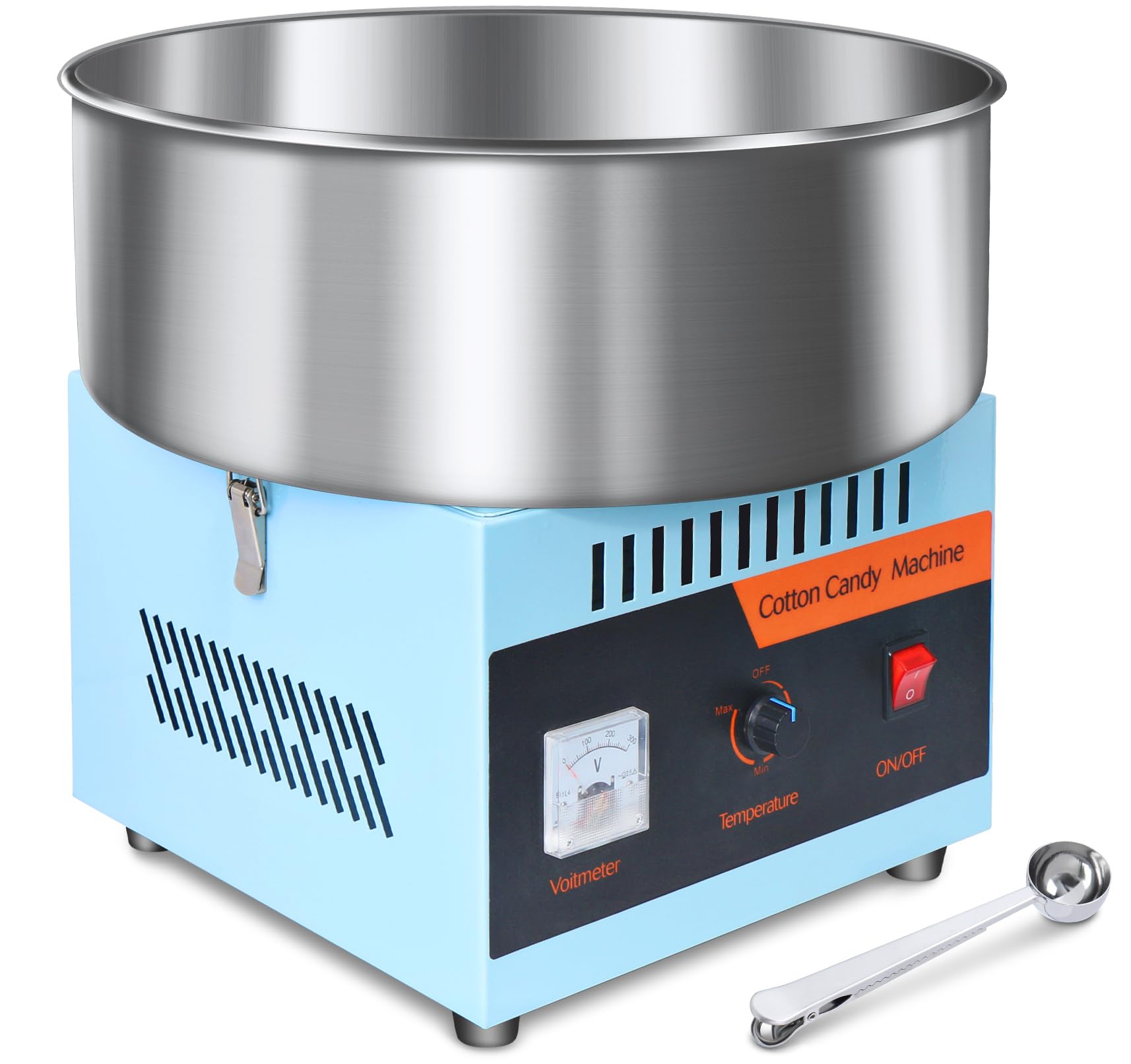 Commercial Cotton Candy Machine 1000W - Electric Candy Floss Maker with Stainless Steel Bowl & Sugar Scoop - Perfect for Kids Birthday Parties, Carnival Events, and Family Gatherings - Blue