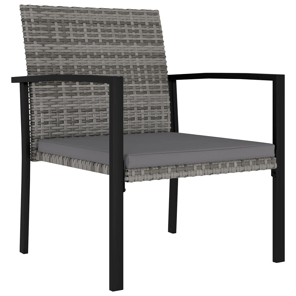 4-Piece Gray Poly Rattan Patio Dining Chairs Set - Weather-Resistant Outdoor Furniture for Garden, Deck, Balcony, Backyard & Poolside Dining | Perfect for Al Fresco Meals, Summer BBQs and Relaxing Outdoors