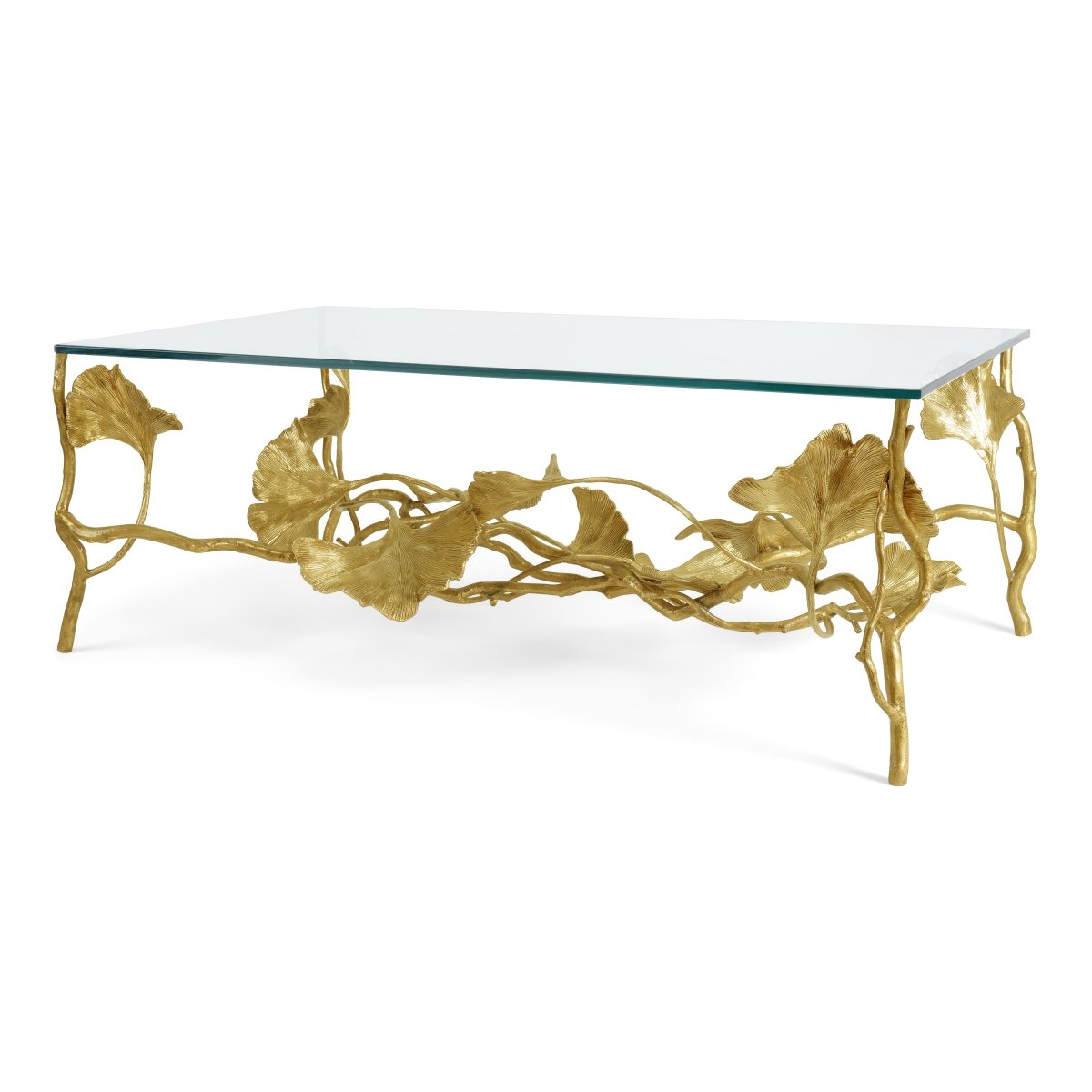 Premium Golden Ginkgo Coffee Table - Modern Living Room Centerpiece for Home Decor & Relaxing with Family