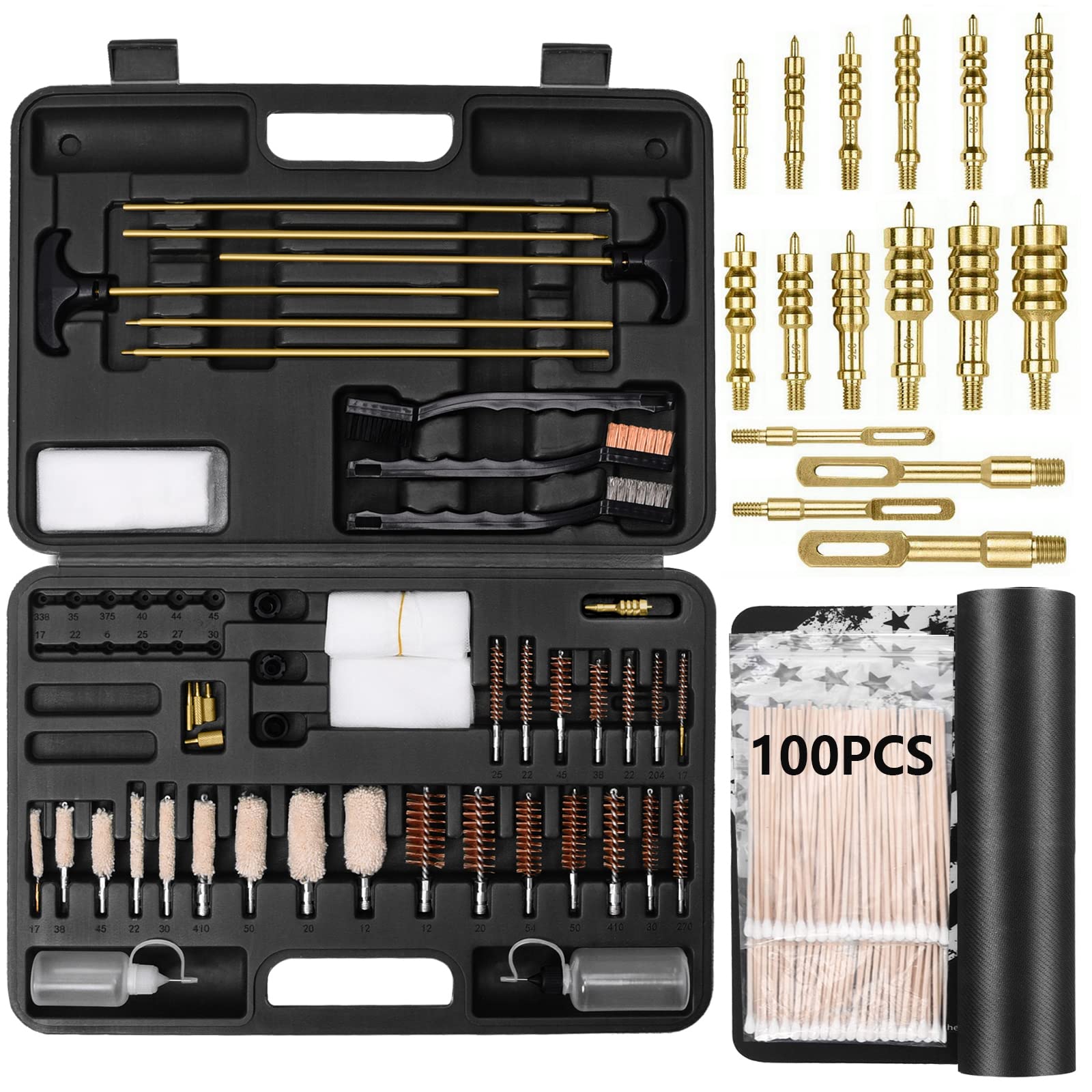 iunio Universal Gun Cleaning Kit with Case - for Rifle, Shotgun, Pistol - Perfect for Hunting & Shooting