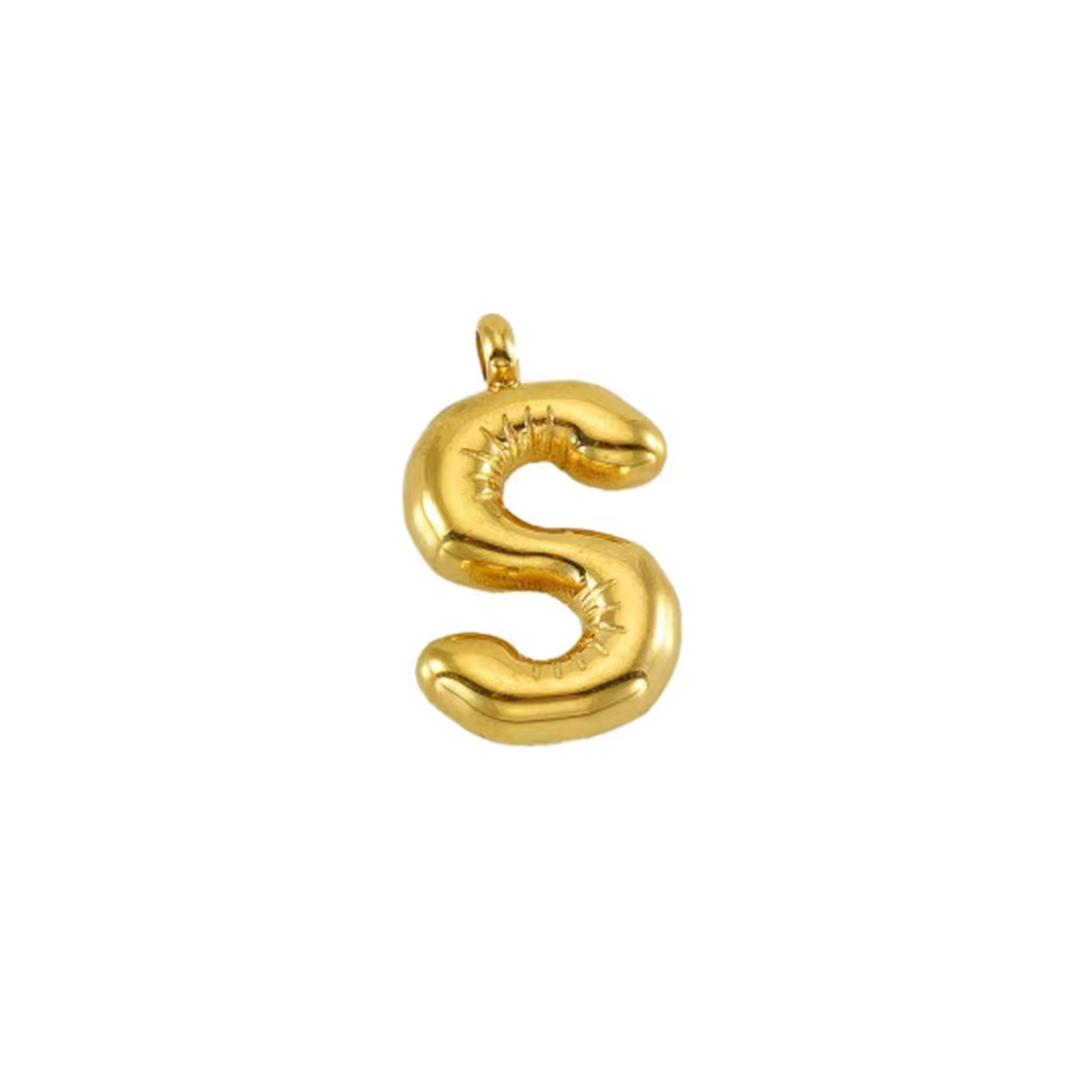 Puffy Gold Letter Pendant Necklace - 14K Gold Plated Initial Charm Jewelry for Women - Perfect for Gifts, Birthdays & Everyday Elegance