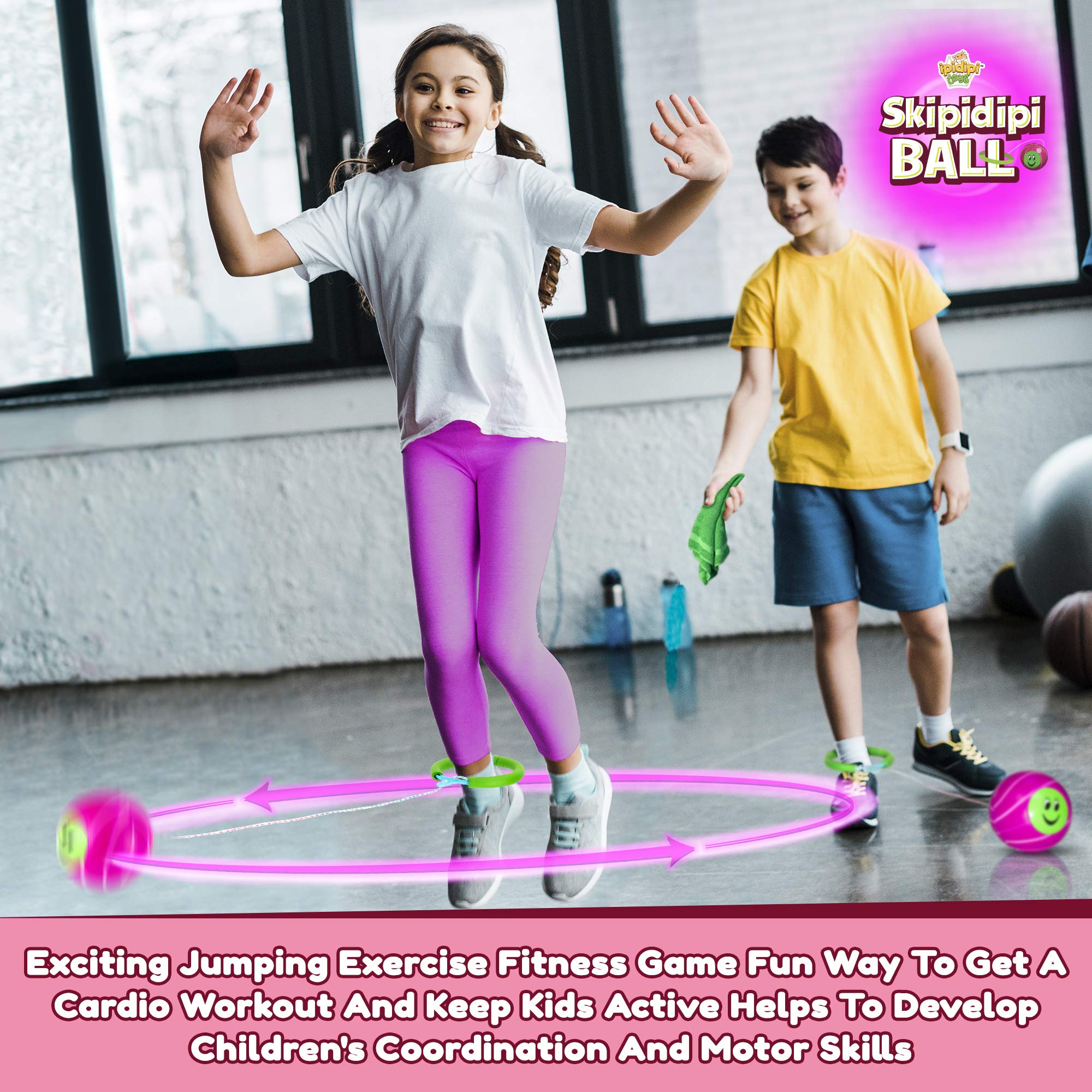 IPIDIPI TOYS Pink Retro Jumping Hopper - Ankle Jump Rope Skip Ball for Kids Ages 5-12 | Improve Coordination & Balance | Fun Outdoor Exercise Toy | Perfect Birthday Gift for Boys & Girls | Great for Playground, Backyard & School PE Activities