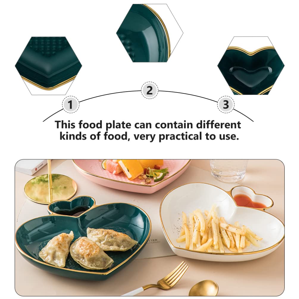 Heart-Shaped Dumpling Plate - Ceramic Salad & Snack Dish, Simple Dessert Plate for Restaurants & Home Tableware | Perfect for Valentine's Day, Romantic Dinners & Party Serving