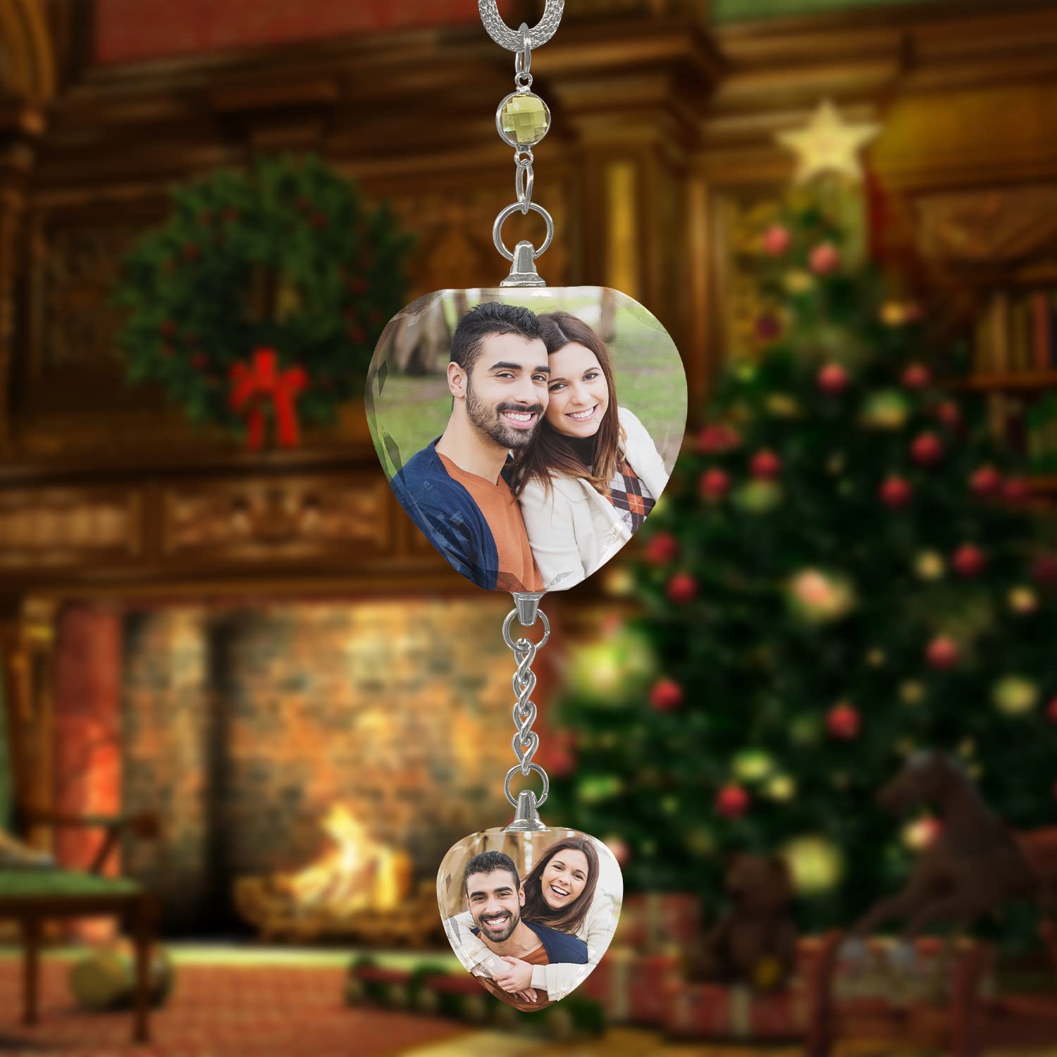 Custom Photo Car Hanging Ornament - Personalized Heart-Shaped Rearview Mirror Charm for Memorial, Office & Home Decor | Unique Gift for Loved Ones | Perfect for Christmas, Birthdays & Special Occasions