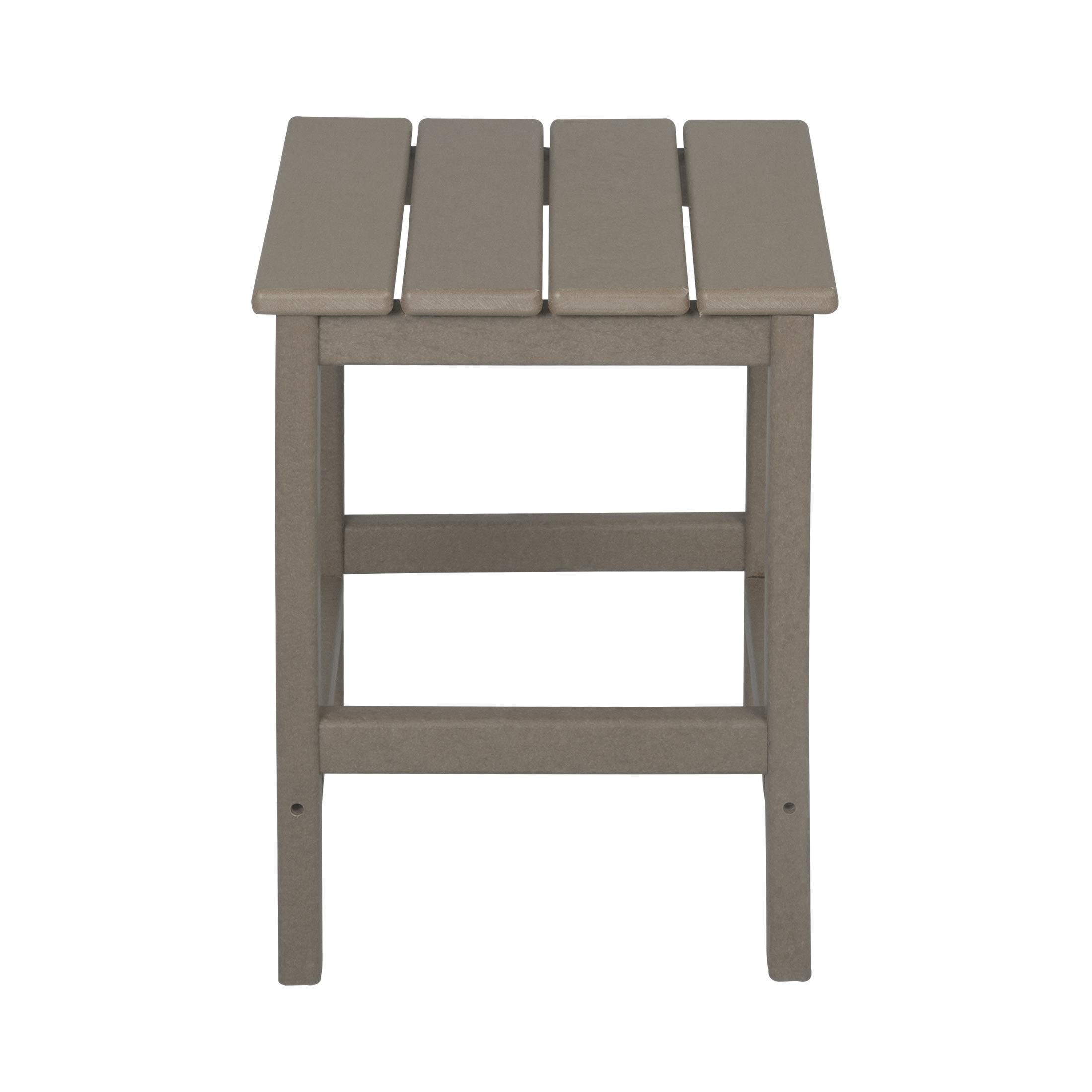 **HDPE Adirondack Chair Ottoman Side Table Set 5-Piece - Patio, Backyard, Garden, Porch & Bonfire Outdoor Furniture (Weathered Wood Finish)** - Perfect for Relaxing, Entertaining & Outdoor Gatherings