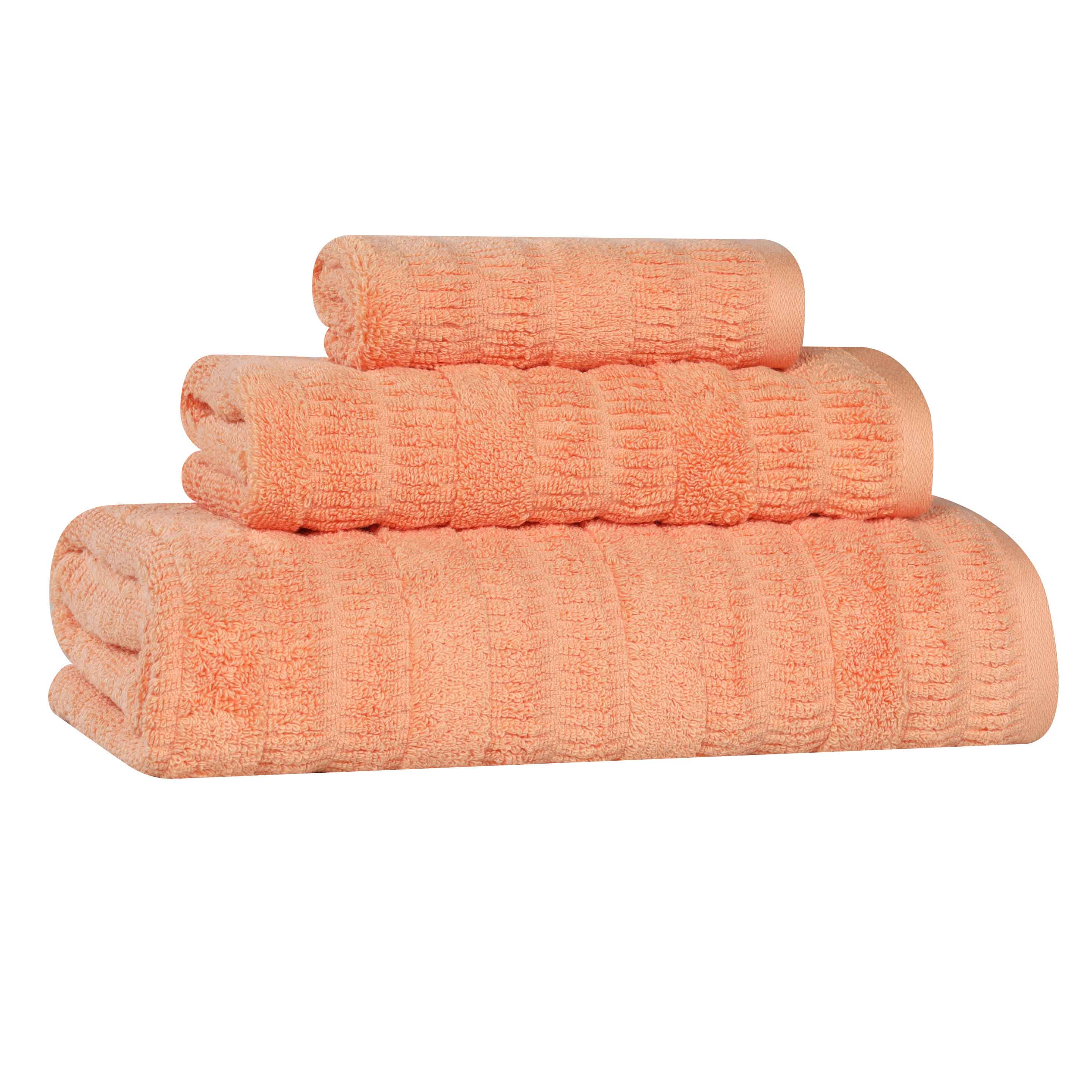 Premium 3-Piece Cotton Ribbed Towel Set - Soft, Absorbent & Quick-Drying Bath Towels for Spa, Gym & Luxury Home Use