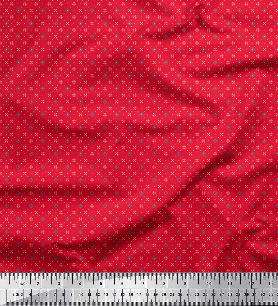 Soimoi Moss Georgette Brown Fabric by The Yard - 42 Inch Wide Printed Fabric with Playful Dot & Heart Small Print for DIY Dresses, Curtains & Home Decor Projects