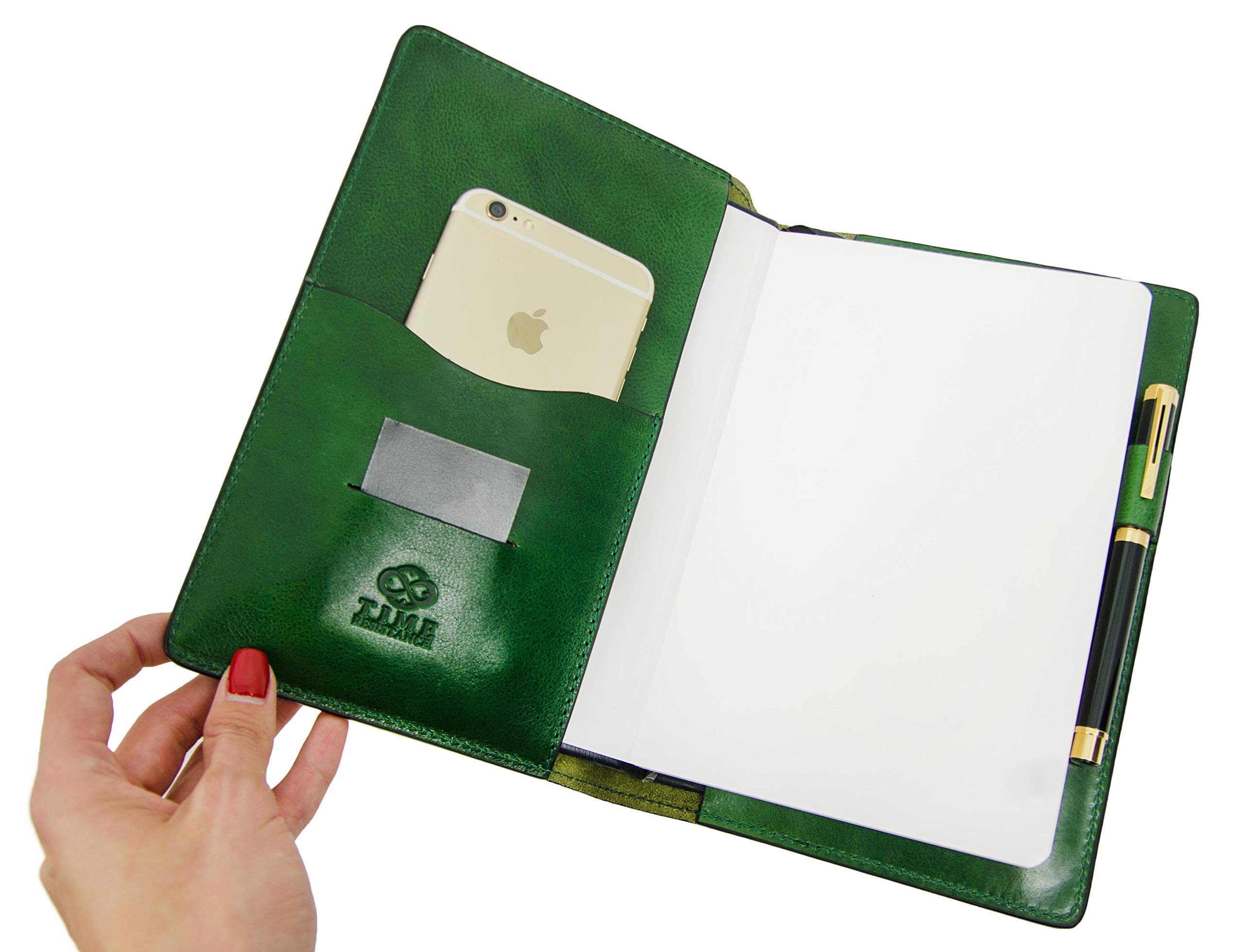 Italian Handmade Leather Journal - 320 Lined Pages A5 Notebook with Bookmark, Time Resistance Cover | Perfect for Writing, Journaling, Travel & Gift Giving (Green, Gift Box Included)