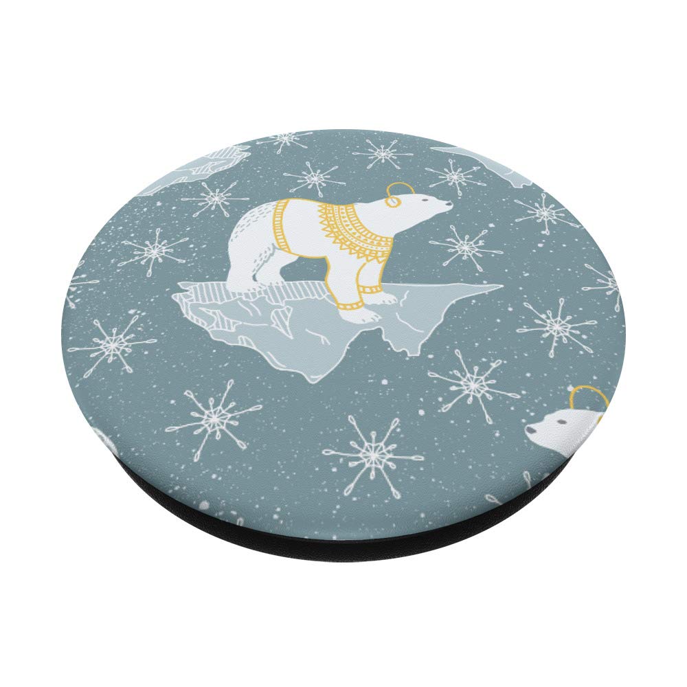 Polar Bear with Headphones in Space PopSockets PopGrip - Swappable Phone & Tablet Stand with Grip for Galaxy, iPhone | Perfect for Work, Travel & Gaming