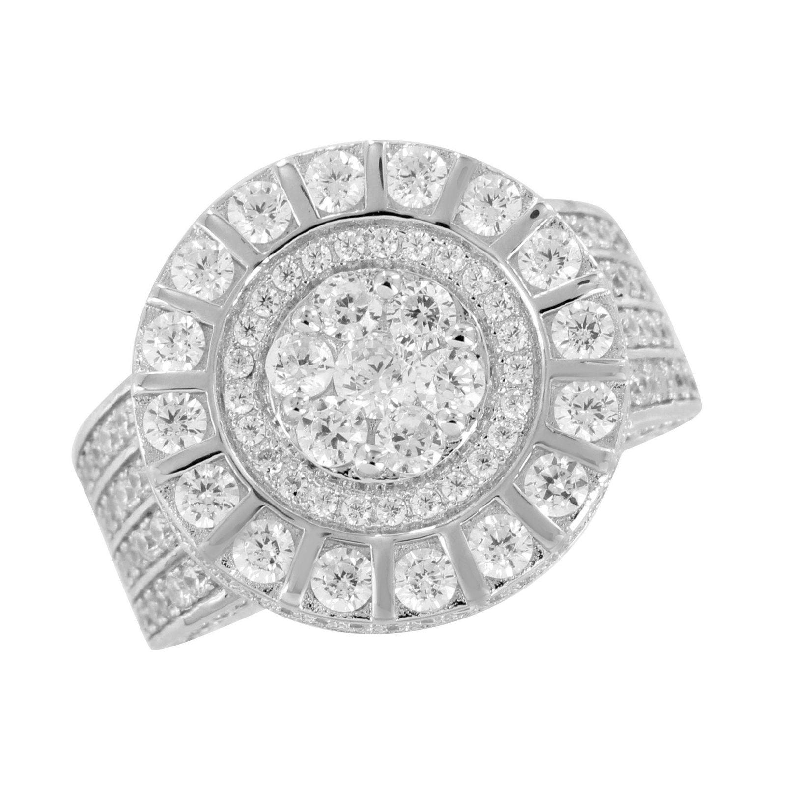 Men's Sterling Silver Cluster Ring - Elegant & Durable Jewelry for Gifts, Weddings & Everyday Wear