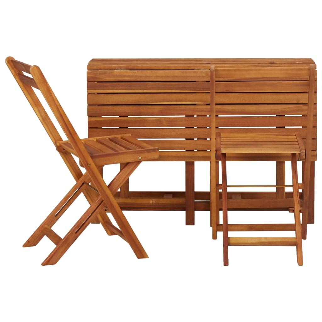 Balcony Planter Table with 2 Bistro Chairs - All-Weather Acacia Wood Outdoor Dining Set for Garden, Patio & Backyard - Perfect for Relaxing, Entertaining & Small Space Dining