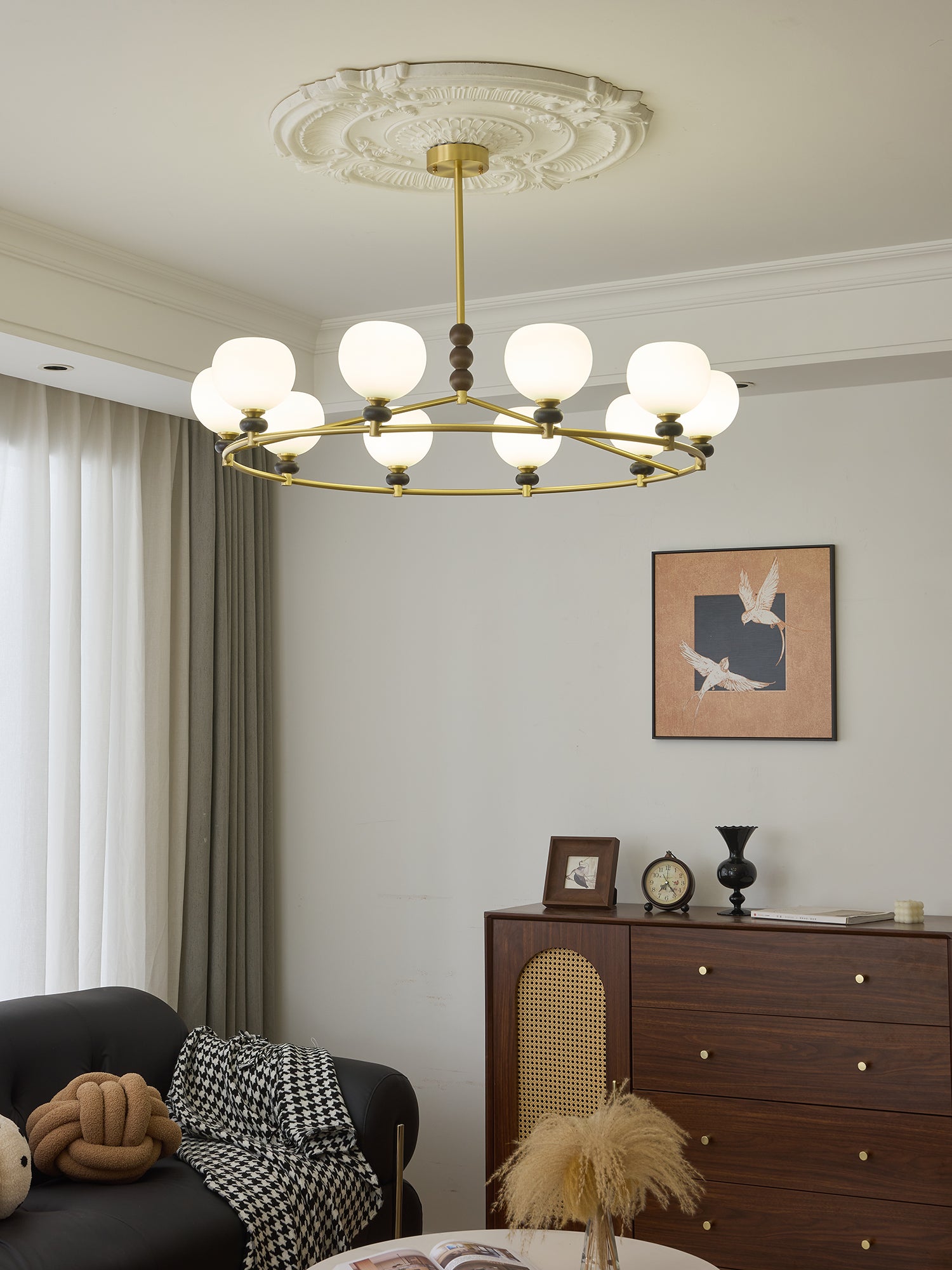 Celestique Crystal Chandelier - Elegant Ceiling Light Fixture for Dining Room, Living Room & Bedroom | Perfect for Home Decor & Wedding Venue Lighting