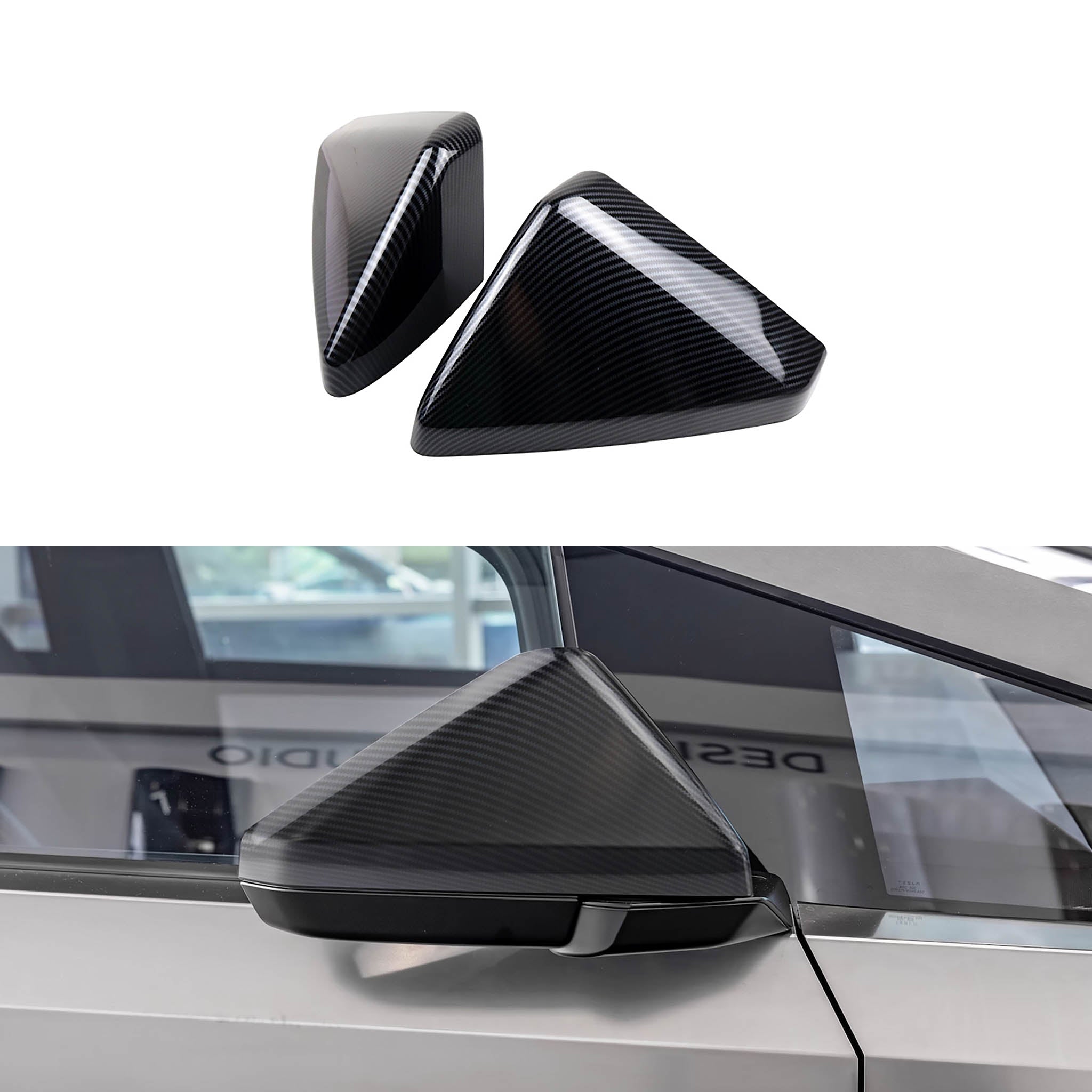 Premium Carbon Fiber Rear Mirror Caps for Tesla Cybertruck - ABS Plastic Replacement Covers - Enhance Style & Protection for Off-Road & Urban Driving