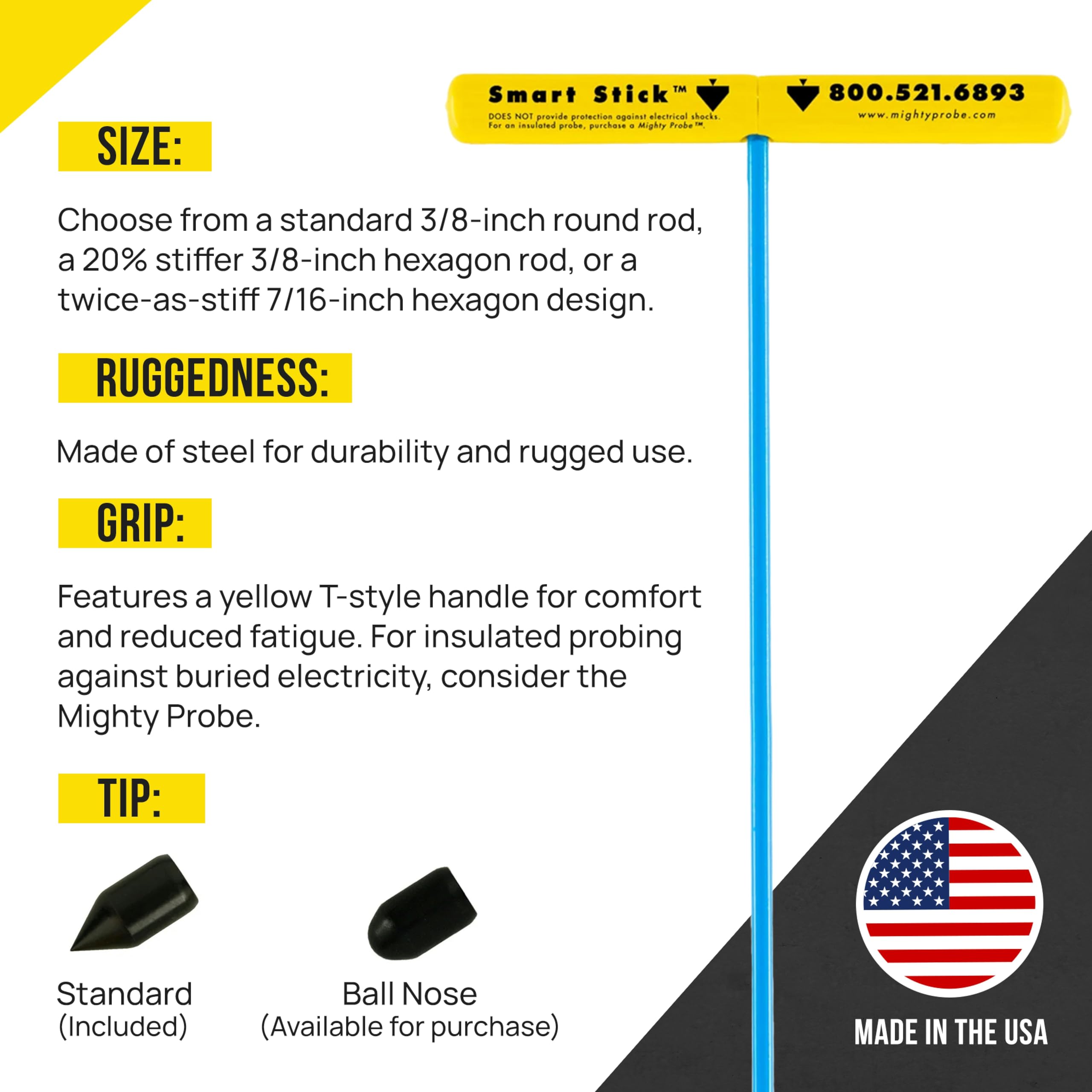 T&T Tools 36-Inch Heavy Duty Metal Soil Probe - 3/8
