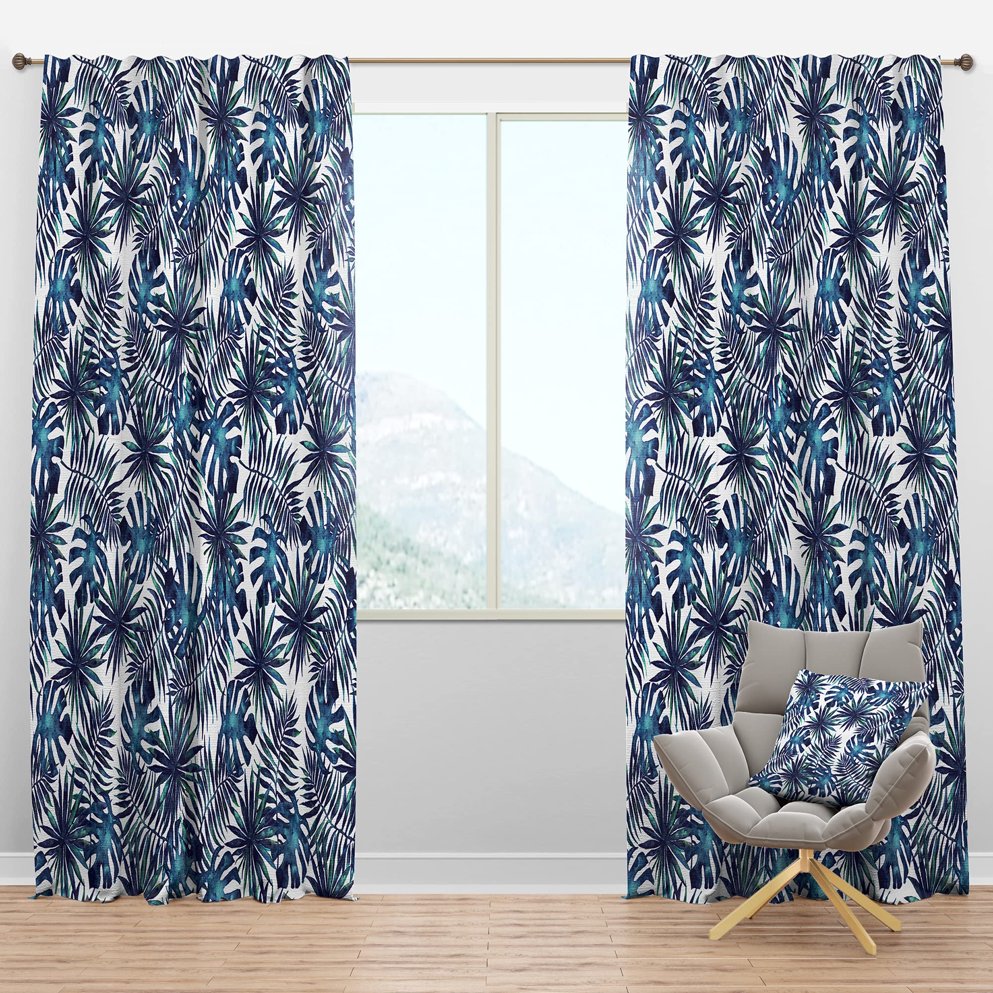DesignQ Blackout Curtains - Tropical Leaves & Branches Pattern, Thermal Insulated Room Darkening Drapes for Bedroom & Living Room (Single Panel, 52x108 Inches) - Perfect for Home Decor, Privacy & Energy Efficiency