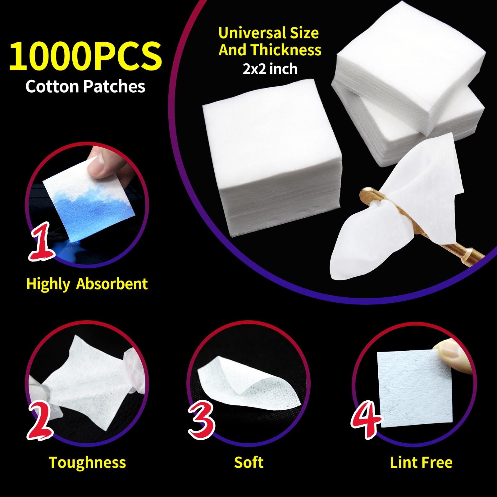 Premium Cotton Gun Cleaning Patches & Lint-Free Cloth - Universal Firearm Cleaning Kit with 1000/2000 Patches & 1/2/4 Bottles 30ml CLP Oil - Ideal for Rifle, Pistol & Shotgun Maintenance at Home or Range