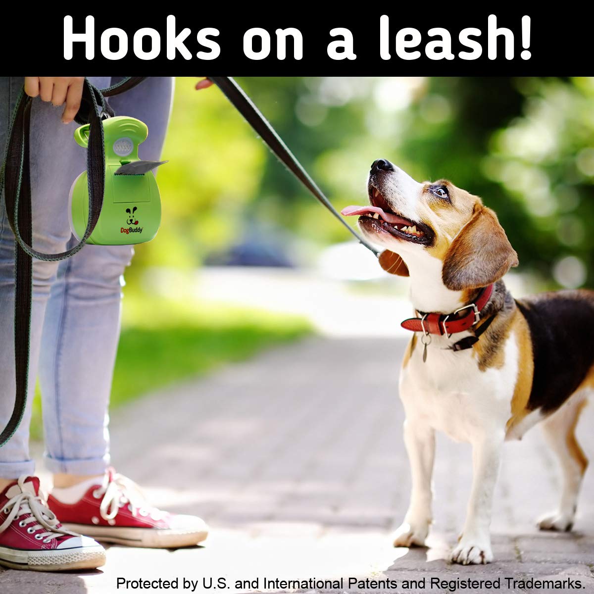 **DogBuddy Pooper Scooper - Portable Dog Waste Cleanup Tool with Bag Holder, Leash Clip & Waste Bags Included - Ideal for Small & Large Dogs - Perfect for Park Walks, Backyard Cleanup & Travel (Medium, Kiwi Green)**