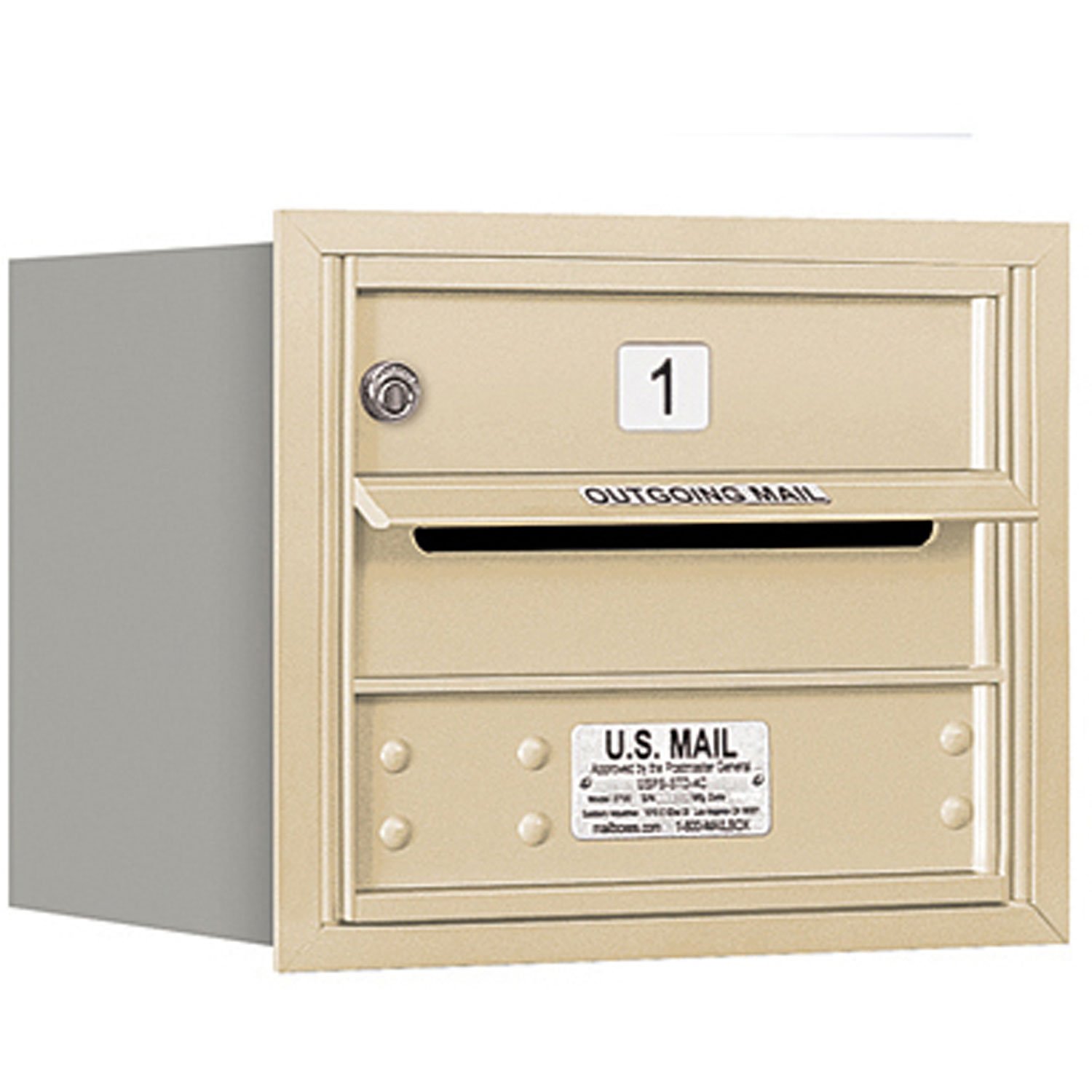Salsbury Industries 3703S-01SRP Recess Mounted 4C Horizontal Mailbox in Sandstone - Durable Outdoor Mailbox for Home, Office & Apartment Buildings