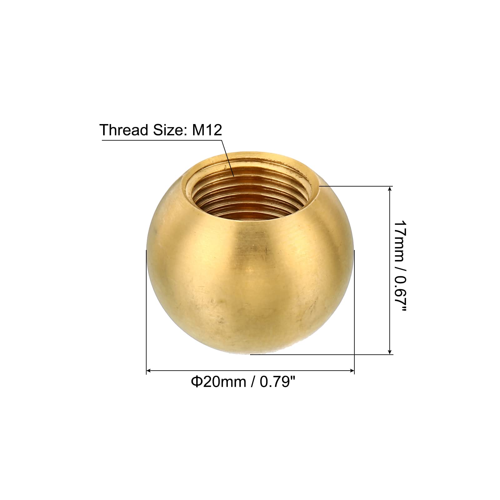 Brass Lamp Finials Cap Knob M12x1 Thread - 2 Pack Decorative Screw Caps for Lighting Fixtures & Furniture - Perfect for Table Lamps, Floor Lamps & Chandeliers