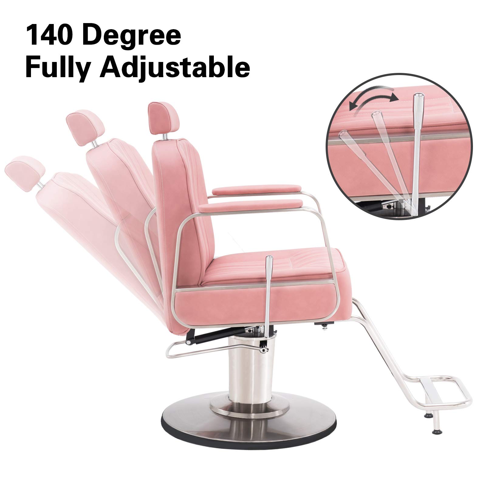 **Professional Hydraulic Barber Salon Chair for Hair Stylists - All-Purpose Beauty Spa Styling Chair with Adjustable Height (Pink) - Perfect for Hair Salons, Barbershops & Home Styling**