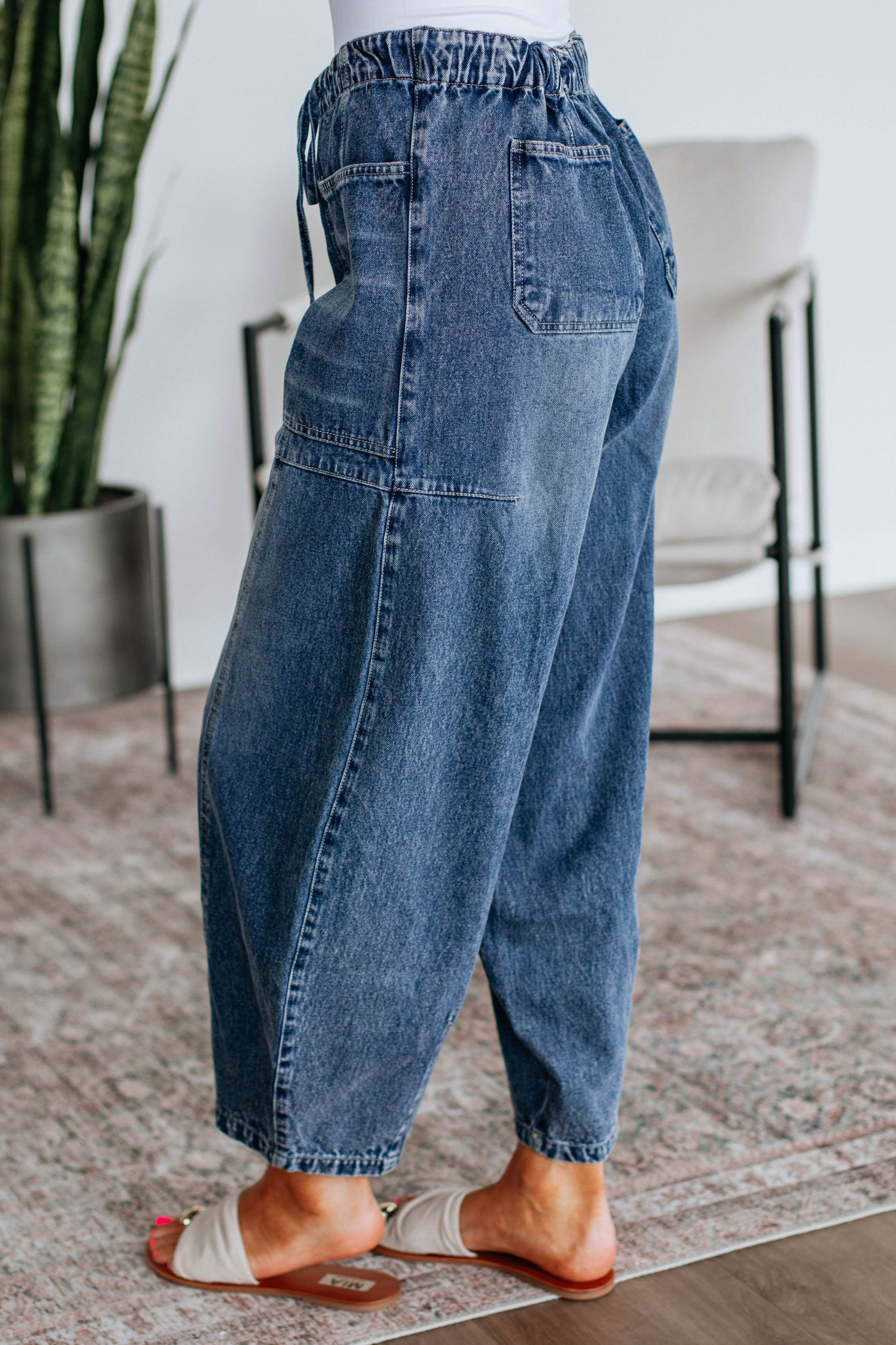 Bradwell Denim Barrel Pants - Dark Wash Jeans for Women | High Waisted Wide Leg Trousers | Perfect for Casual Wear, Office Outfits & Street Style Fashion