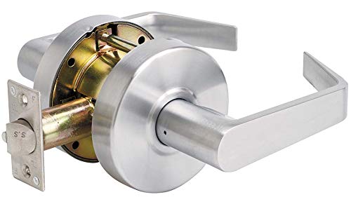 Heavy Duty Commercial Grade 2 Cylindrical Lever Door Handle - Satin Chrome Finish, Fire Rated UL 3 Hour & ADA Compliant (Passage Function, Model 26D/INOX BL-07) - Ideal for Office Buildings, Hotels, and Public Spaces