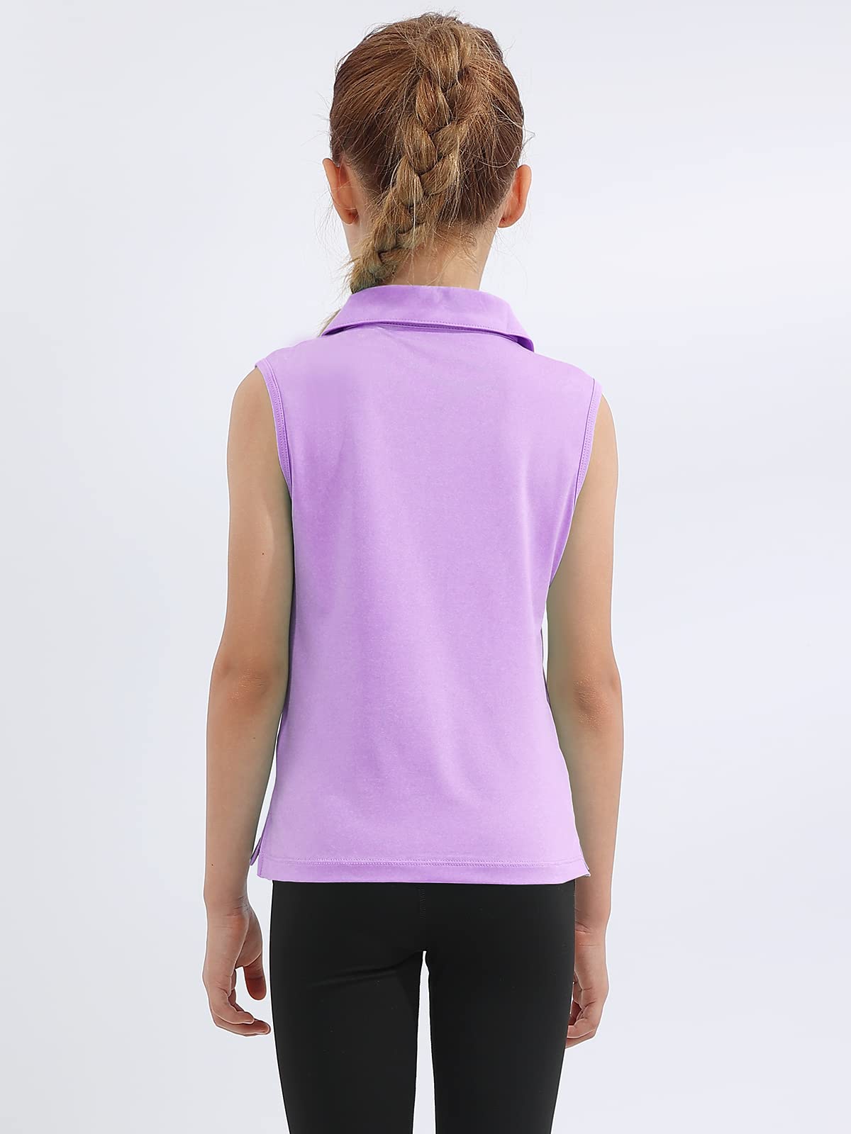 MERIABNY Girls Golf Polo Shirts - Sleeveless V-Neck Athletic Top for Ages 5-12 | Breathable & Comfortable for Junior Golf, Tennis & Summer Sports