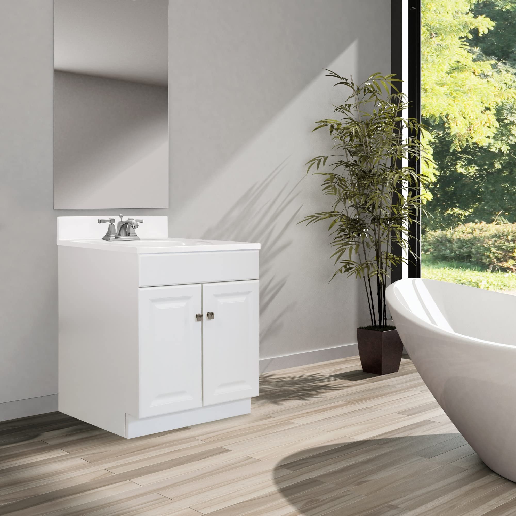 Design House 31-Inch Bathroom Vanity with Ivory Swirl Top – White Ready-to-Assemble Sink Cabinet for Small Bathrooms & Powder Rooms (Model 591222) – Perfect for Modern Homes, Apartments & Guest Baths