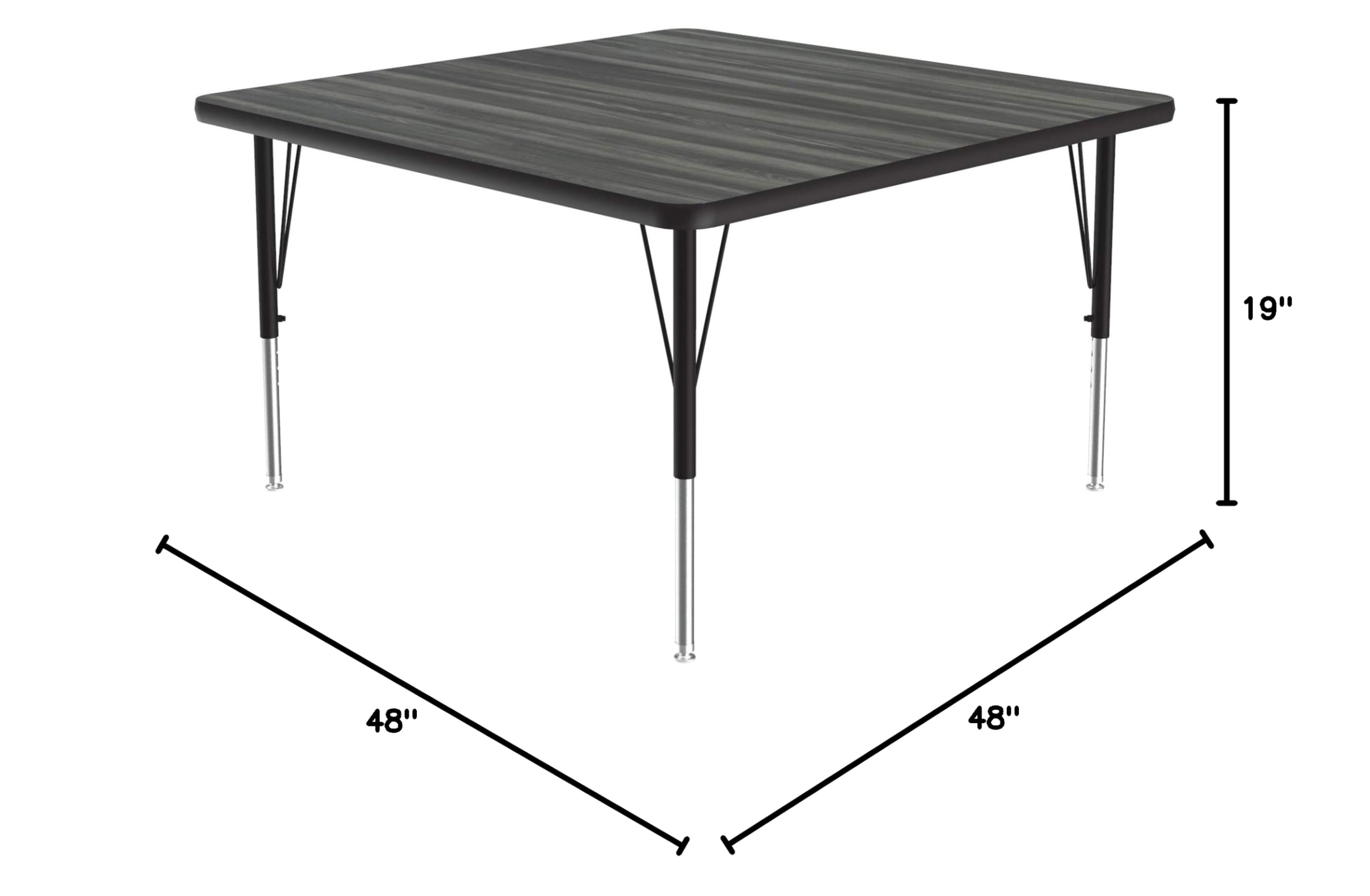 Correll 48x48 Inch Adjustable Height Square Activity Table - Durable High Pressure Laminate Top in New England Driftwood - Perfect for Classrooms, Homeschooling & Study Areas - School Furniture (A4848-SQ-52)