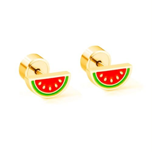Gold watermelon earrings