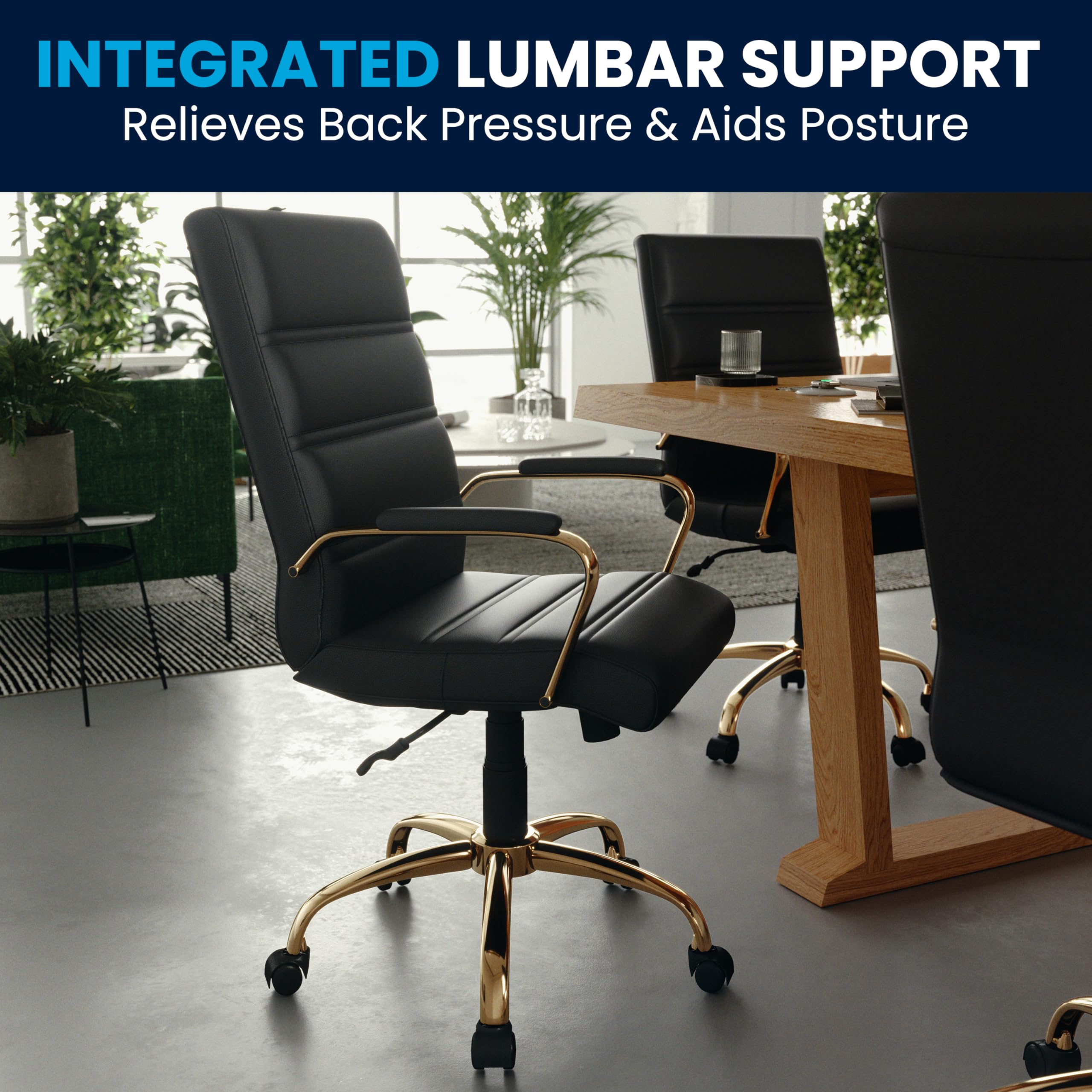 Whitney Mid-Back LeatherSoft Office Chair - Adjustable Height & Armrests for Home/Office
