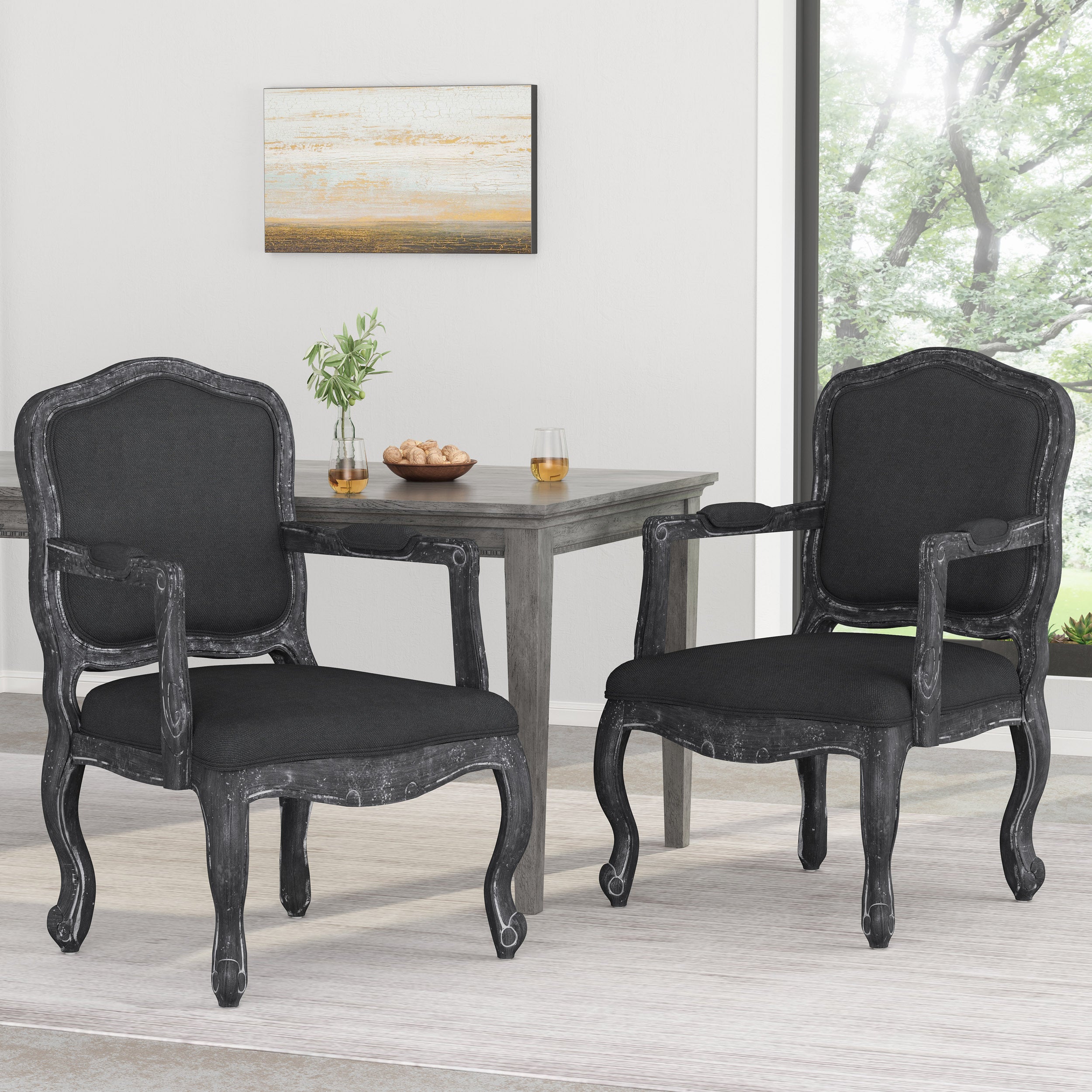 Premium Wooden Dining Arm Chairs (Set of 2) - Modern Kitchen & Dining Room Furniture for Home Decor & Entertaining