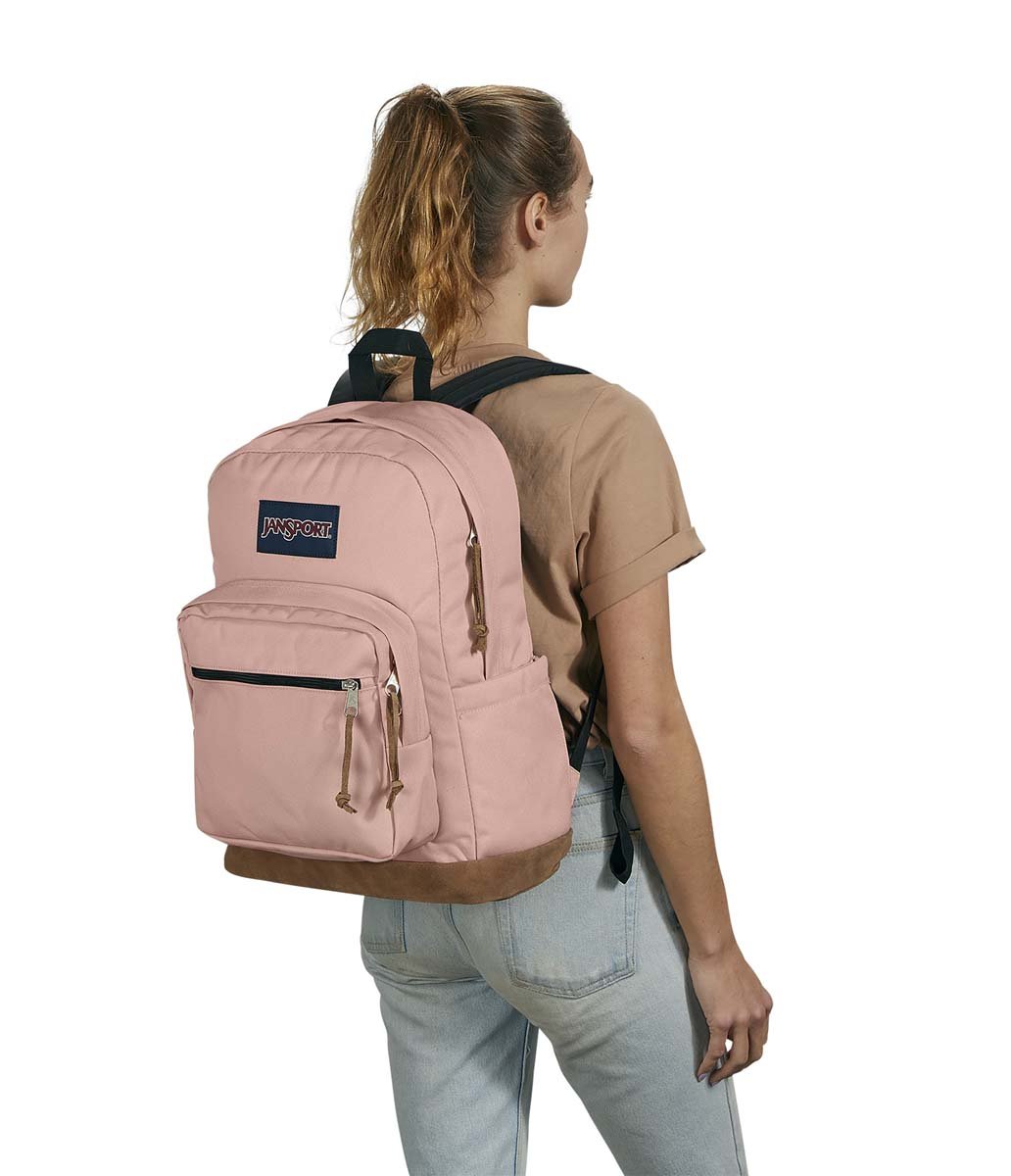 JanSport Right Pack Backpack - Lightweight Laptop Backpack for School & Travel, Misty Rose Pink | Durable College Bookbag with Padded Shoulder Straps | Perfect for Students, Commuters & Outdoor Adventures