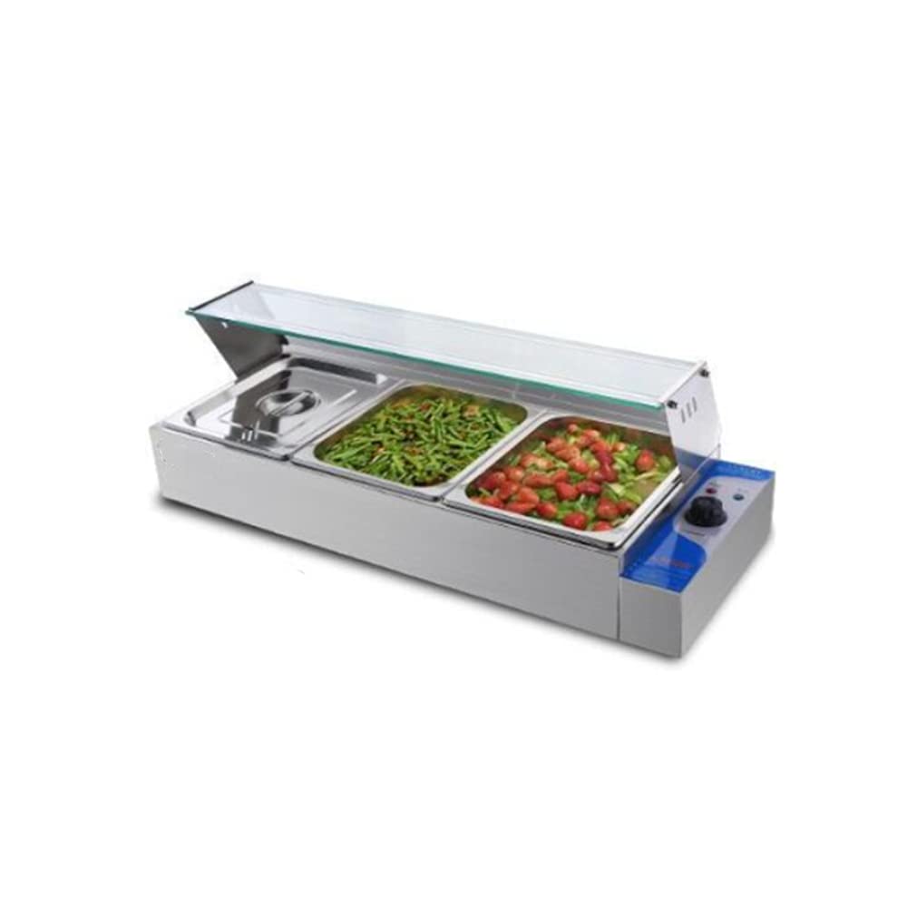 INTBUYING Commercial 3-Well Food Warmer - 1/2 Size GN Pan Buffet Bain Marie Countertop Steam Table for Catering, Restaurants & Buffet Service