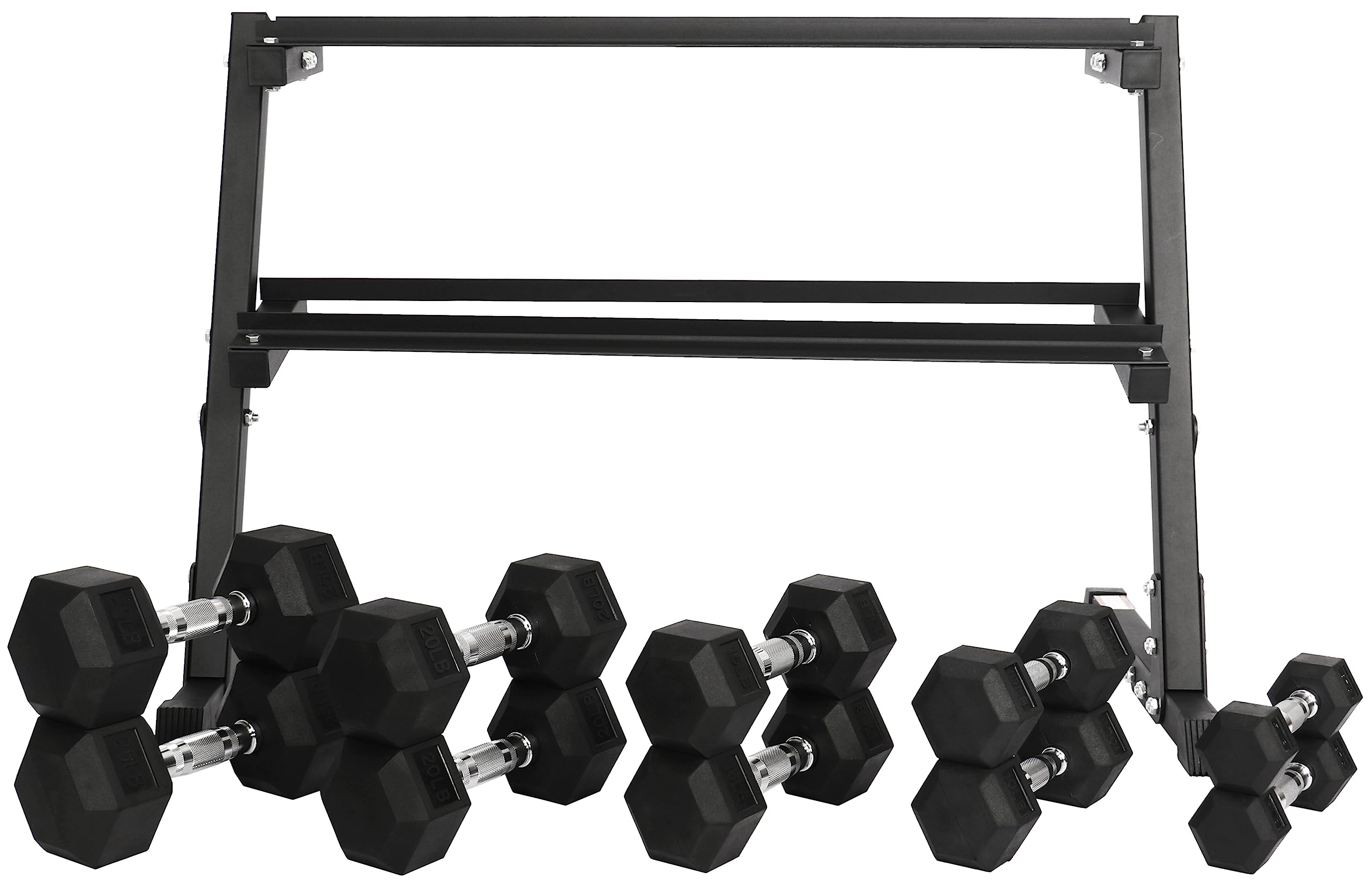 Premium Rubber Coated Hex Dumbbell Set - 5-50lbs Weight Options for Home Gym, Strength Training & CrossFit Workouts | Anti-Roll Design & Shock-Absorbing Rubber