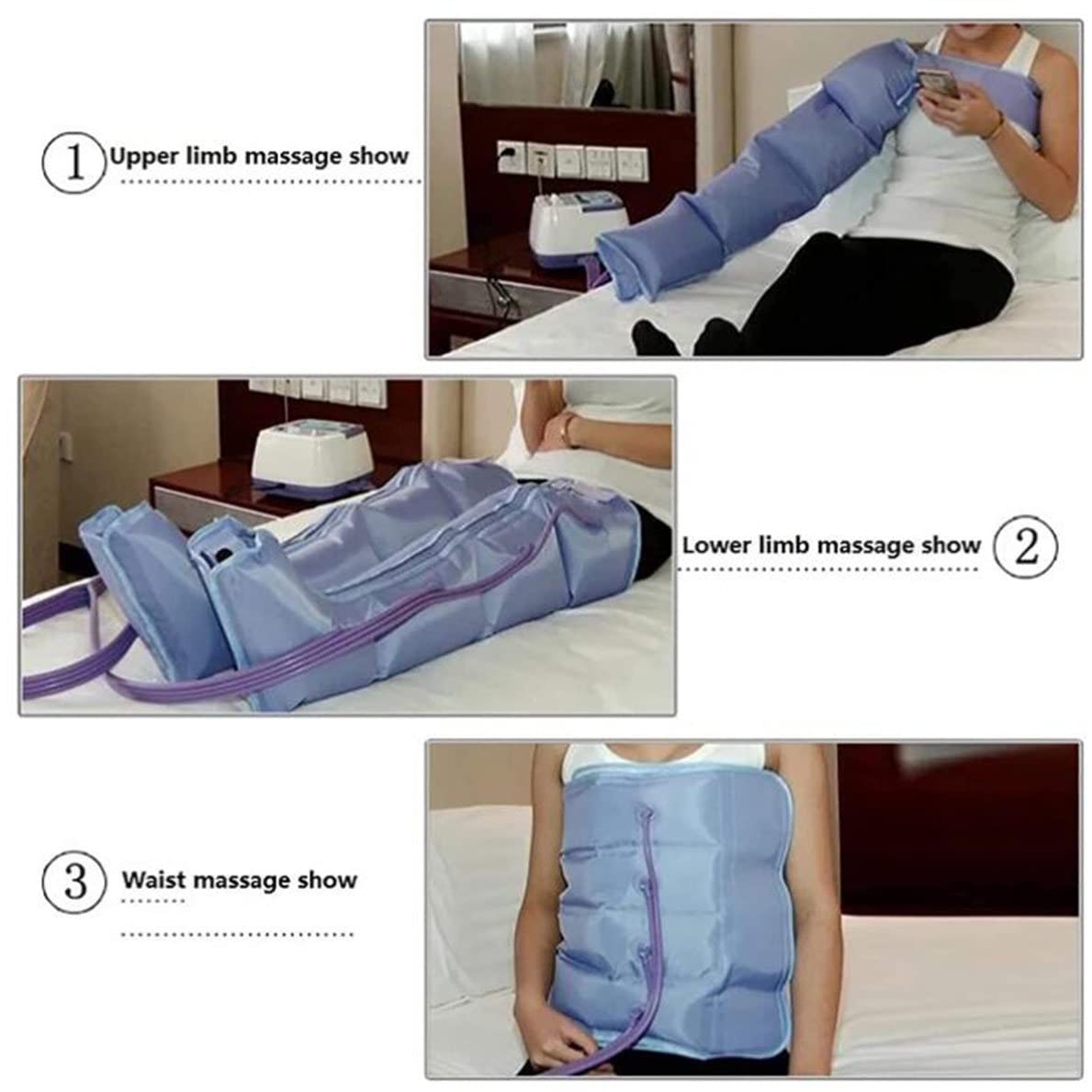Air Compression Boots for Leg Pain Relief - Pneumatic Leg Massager with Air Wave Technology for Lymphedema, Circulation, Swelling - Full Body Massager for Waist, Leg & Arm Relaxation - Perfect for Post-Workout Recovery & Edema Therapy
