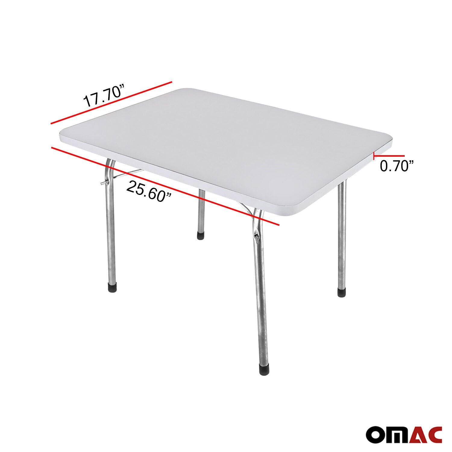 OMAC Folding Table - Portable White Camping Table for Indoor & Outdoor Use - Perfect for BBQ, Picnic, Party, Camping & Tailgating