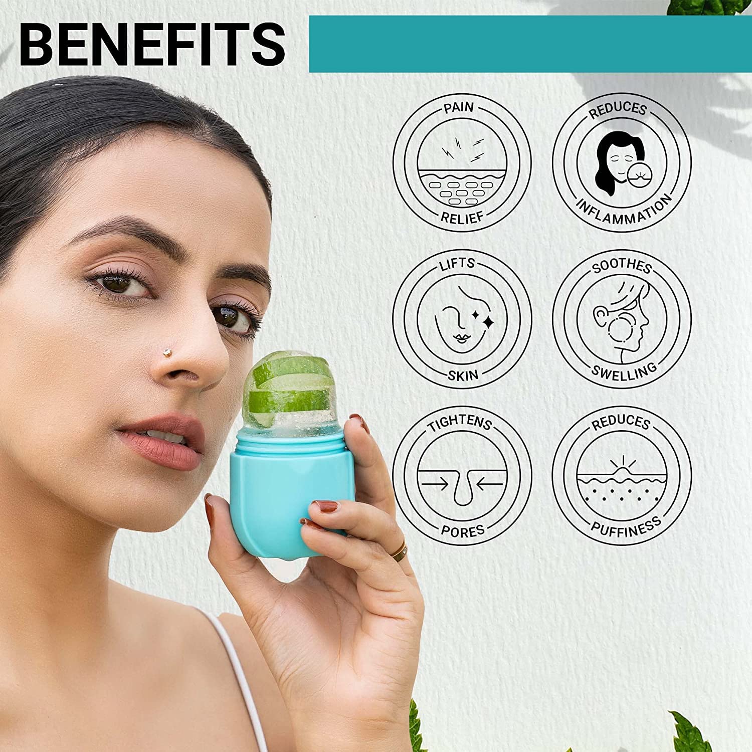 QONETIC Ice Roller for Face, Neck & Body – Reduce Puffy Eyes & Inflammation | Portable & Reusable Skincare Tool for Glowing Skin | Perfect for Post-Workout, Morning Routine & Travel