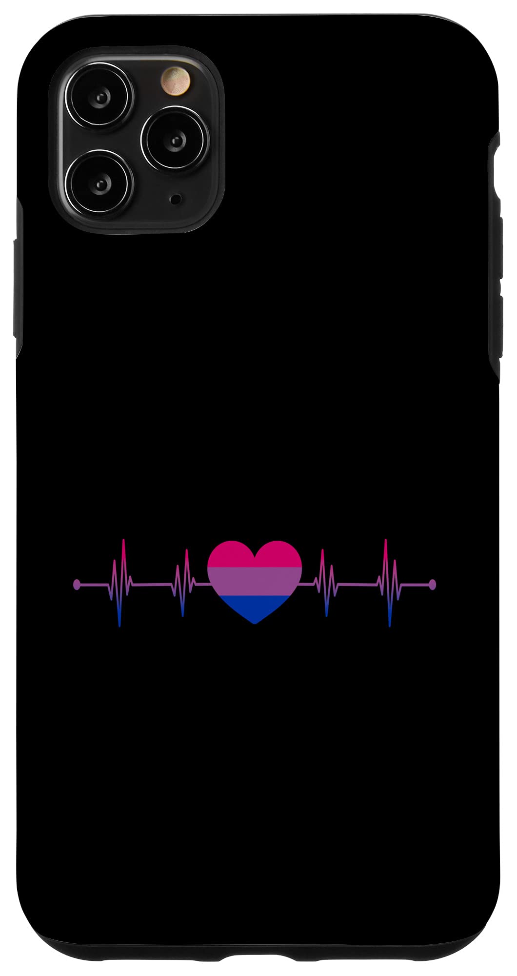iPhone 11 Pro Max Case - Bisexual Pride Flag with Heart Design, Bi Heartbeat Symbol - Perfect Bisexuality Gift for LGBTQ+ Community (Use for Daily Protection & Showing Pride)